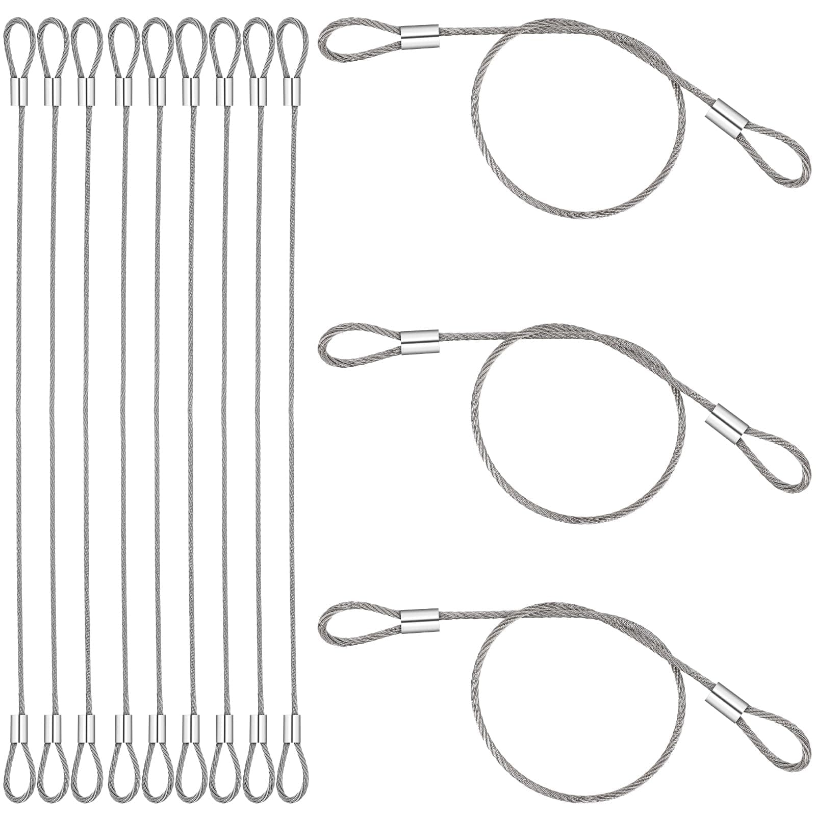 12 Pack Steel Cable with Loops, Stainless Security Cable Safety Cable Wire Chain for Outdoor Gate Luggage Lock, 2mm Thickness 12 Inch Length