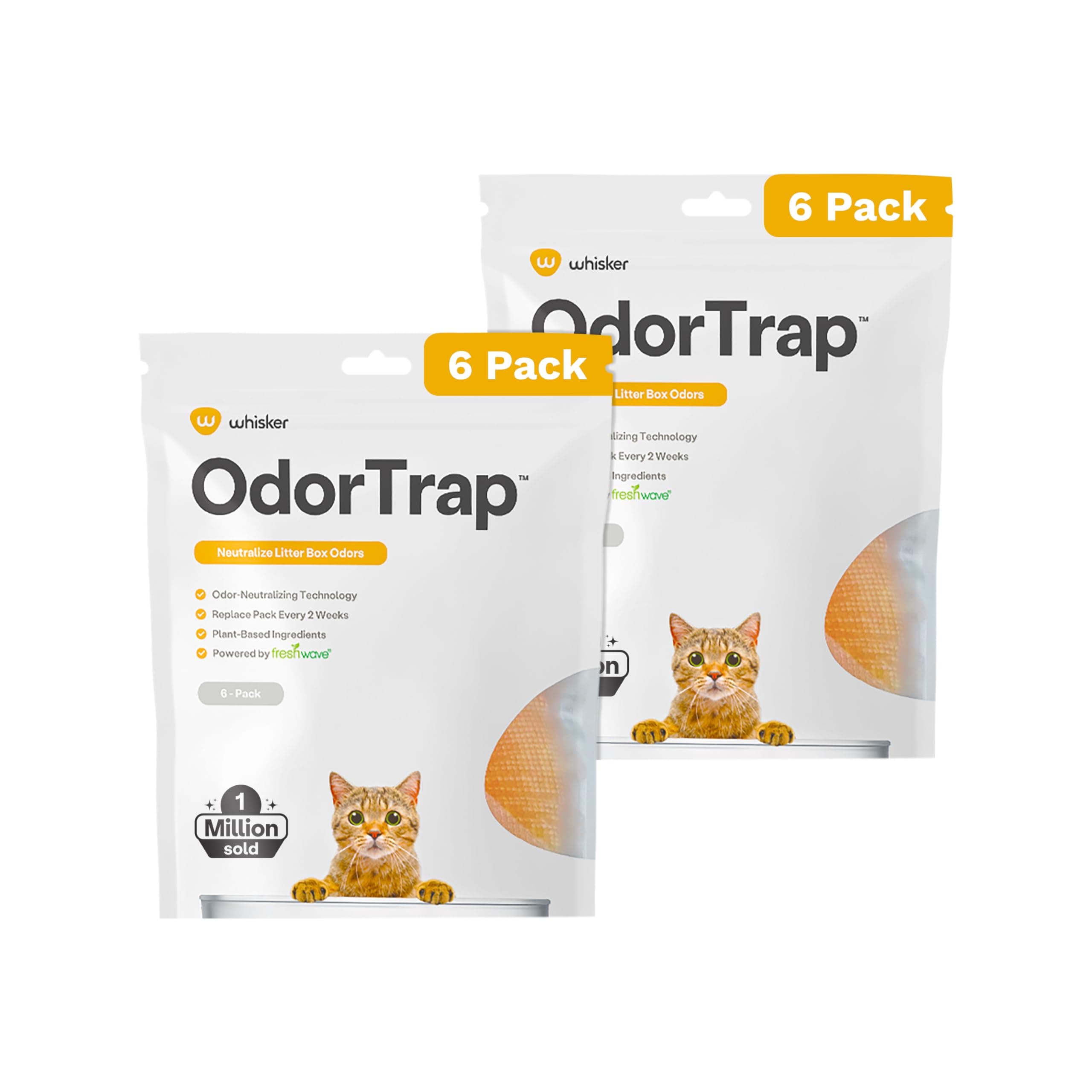 Whisker OdorTrap Pack Refills , 12 Pack Refill for OdorTrap Pod (Pod Not Included), Eliminates Litter Box Odors, Compatible with Litter-Robot and Traditional Litter Boxes