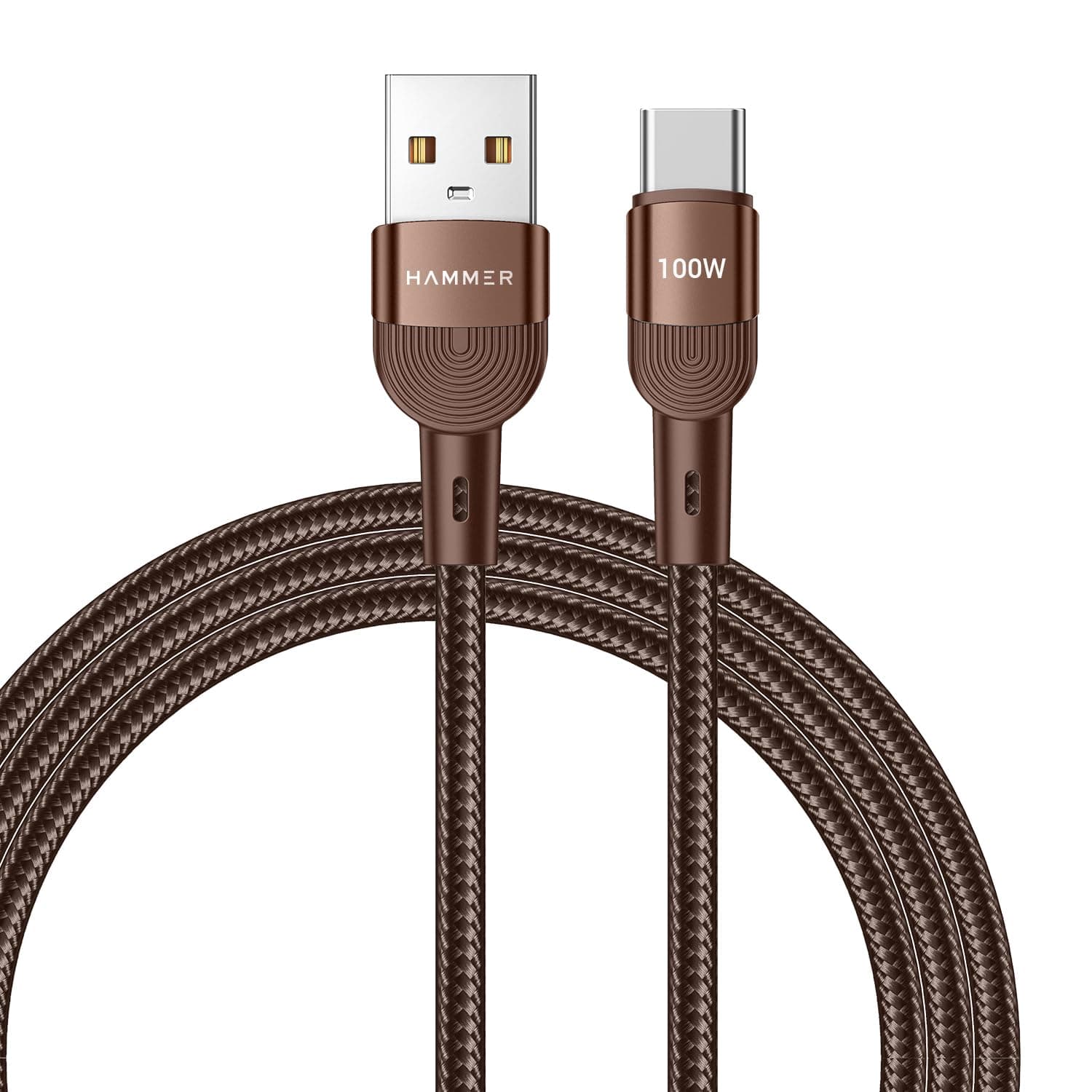 100W 5A USB to Type-C for OnePlus with WARP/VOOC/FLASH support, Super Fast Charging Cable,1.2M Nylon Braided,Tangle free,480Mbps Data Transfer, supports OPPO (Brown)