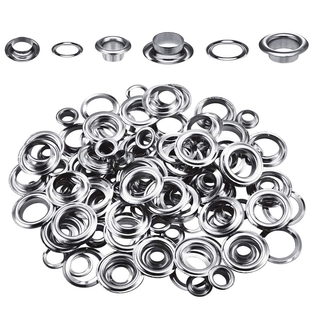 Wpxmer 200 Sets 1/2 and 1/4 Inch Grommets Eyelets for Clothes, Leather, Canvas and DIY Craft Washer Self Backing