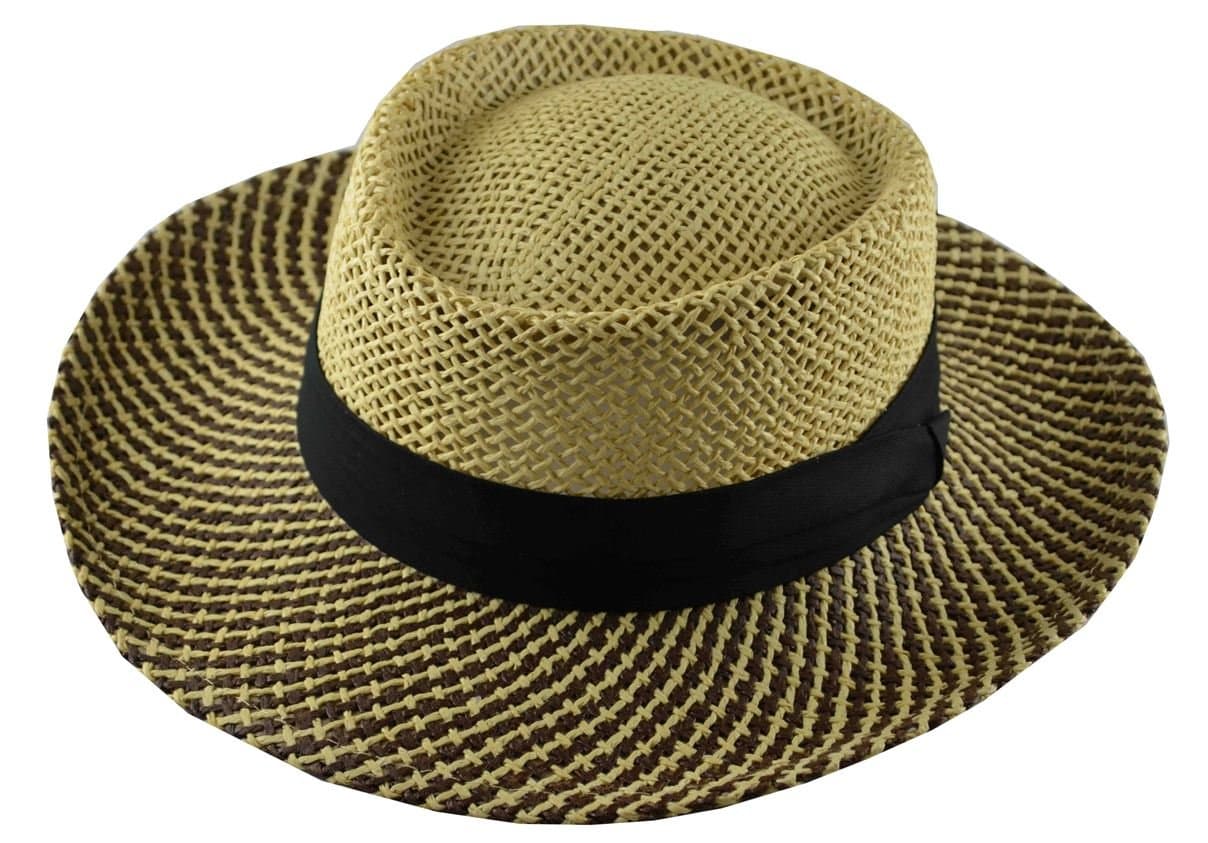 JKO Straw Gambler Hat with Black Band