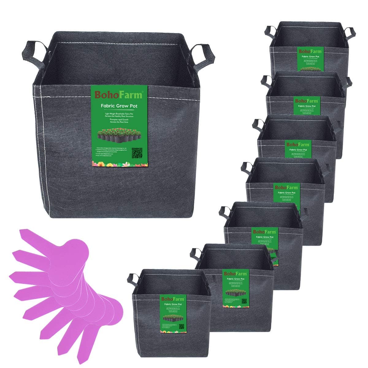 BohoFarm 7 Gallon 8 Pack Grow Bags
