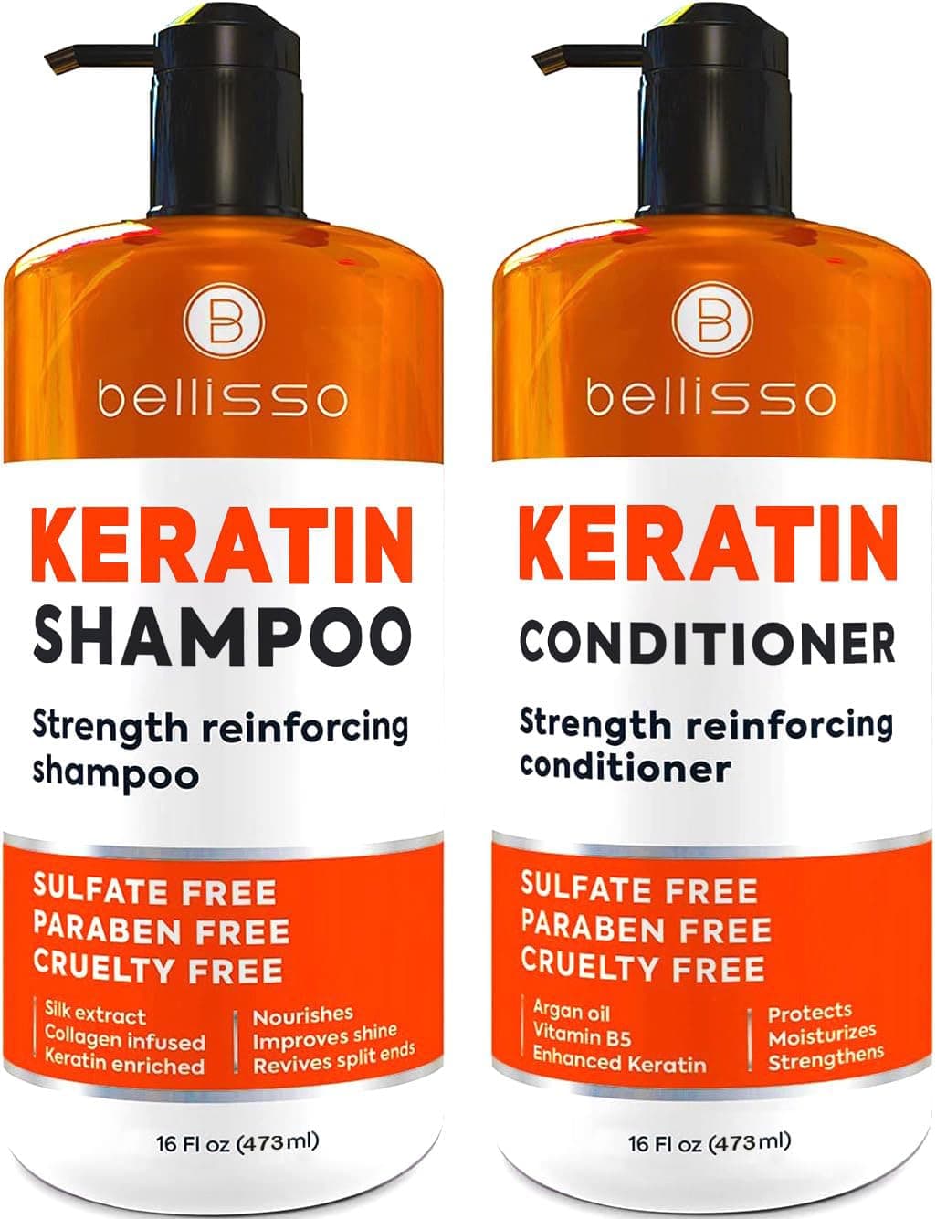 Sponsored Ad Keratin Shampoo and Conditioner Set Sulphate Free Deep Treatment with Morrocan Argan Oil Anti Frizz for ...