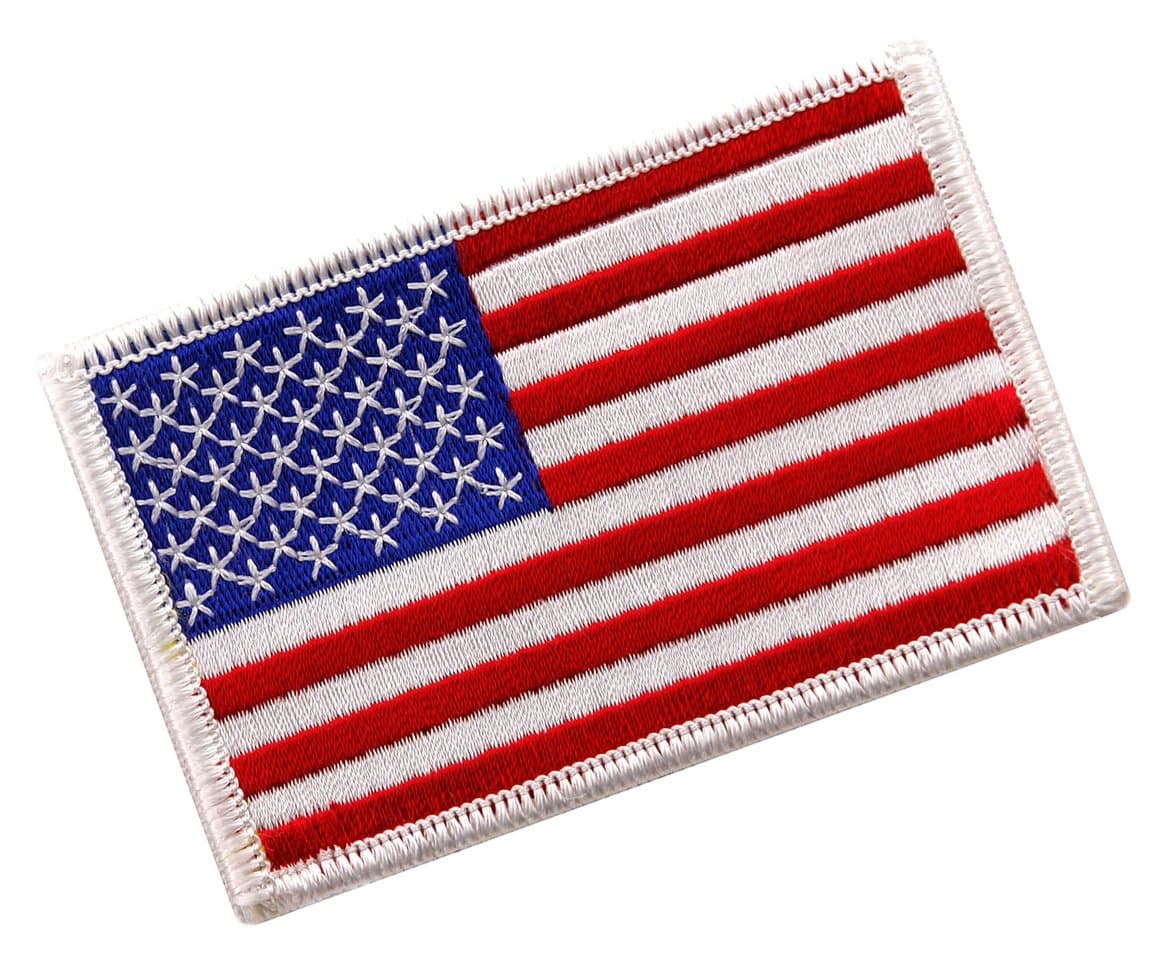 American Flag Embroidered Tactical Patch White Border w/Velcro Brand Fastener