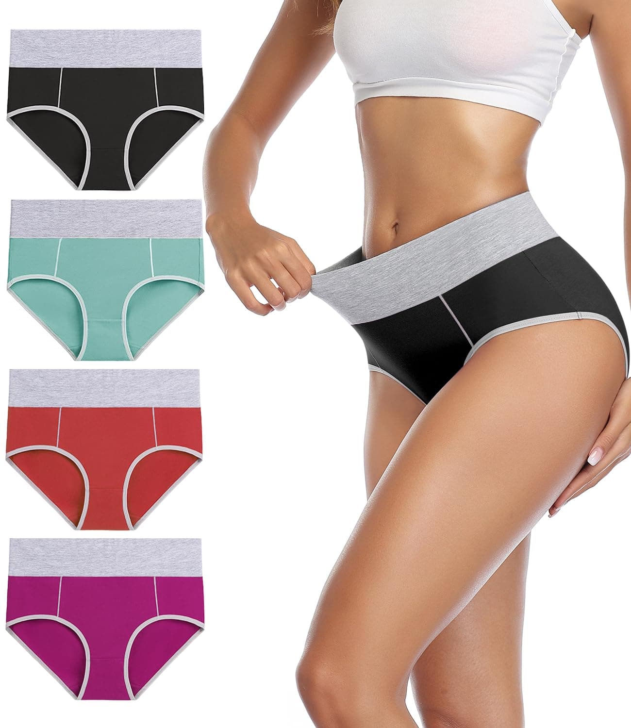 Colorful Cotton High Waist Briefs