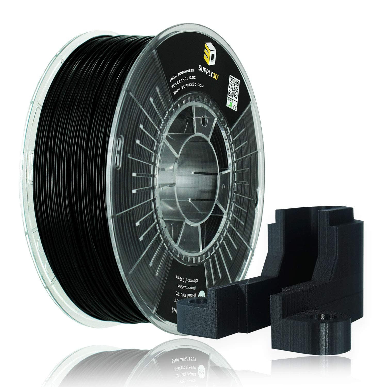 ABS Black Filament Dimensional Accuracy +/- 0.03 MM 1 KG, 1.75 MM, Black