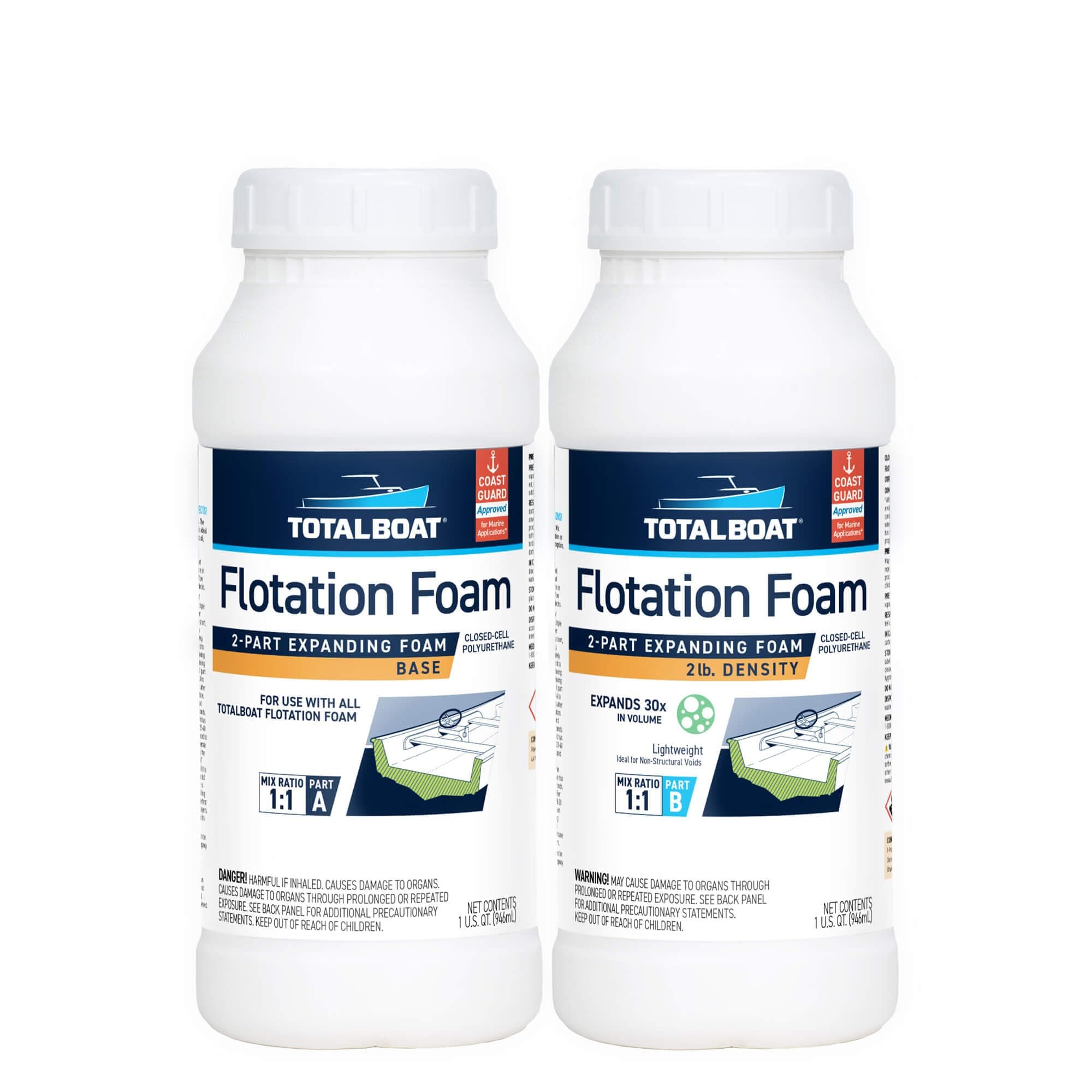 Flotation Foam - 2 Part Expanding Polyurethane Marine Pour Foam For Boat Floatation, Insulation And Soundproofing (2 LB Density, 2 Quart Kit)