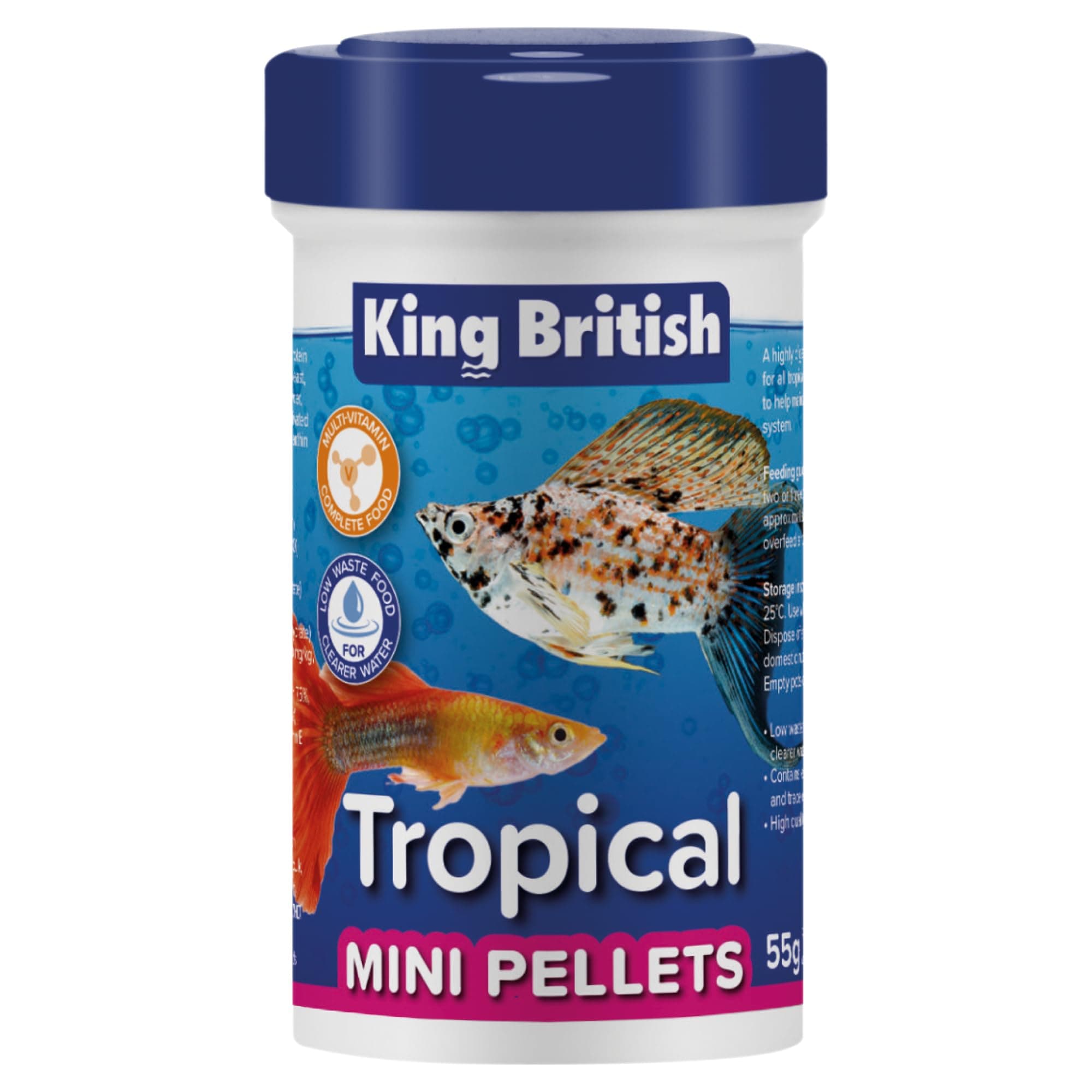 Tropical Mini Pellets 55g – Multi-Vitamin Complete Fish Food – Low Waste, Clear Water Formula, Natural Ingredients – For Tropical Fish