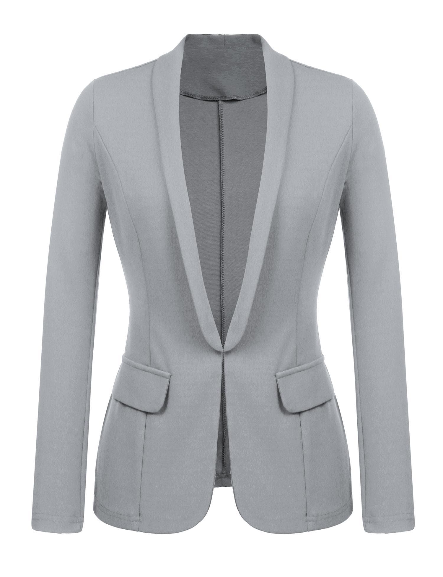 Kaimu Women's Casual Long Sleeve Open Front Blazer Work Office Cardigan Classic Jacket Suit Misty Grey