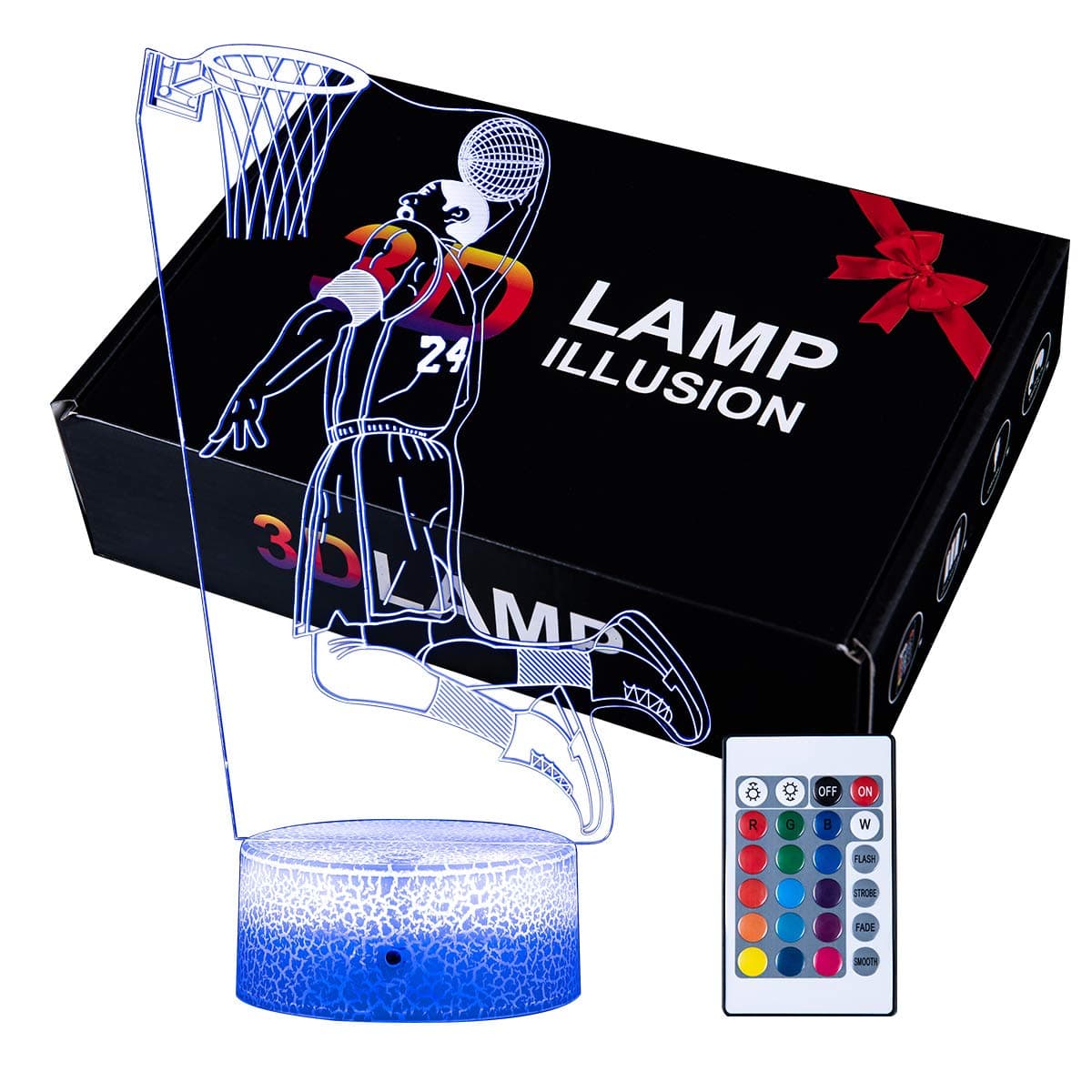 althiqahkey D Illusion Lamp with 16 Colors Changing Touch Switch and Remote Control Kobe Bryant Basketball Night Light Best Gifts for Kids or Basketball Sports Fans on Birthdays or Christmas