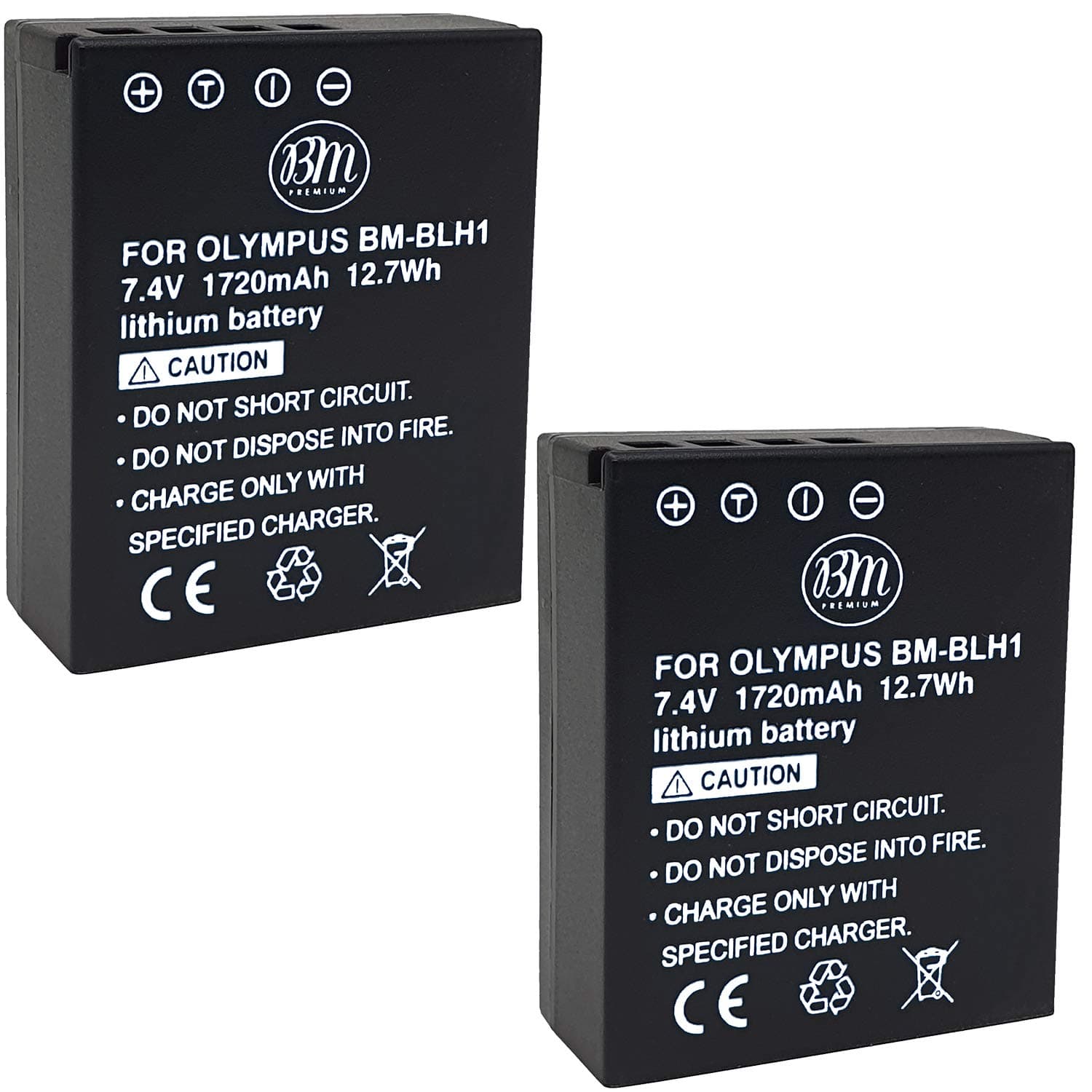 Power2000 Fully Decoded 2 Pack of BL-H1 Batteries for Olympus OM-D E-M1 Mark II, OM-D E-M1X, BCH-1, HLD-9 Cameras