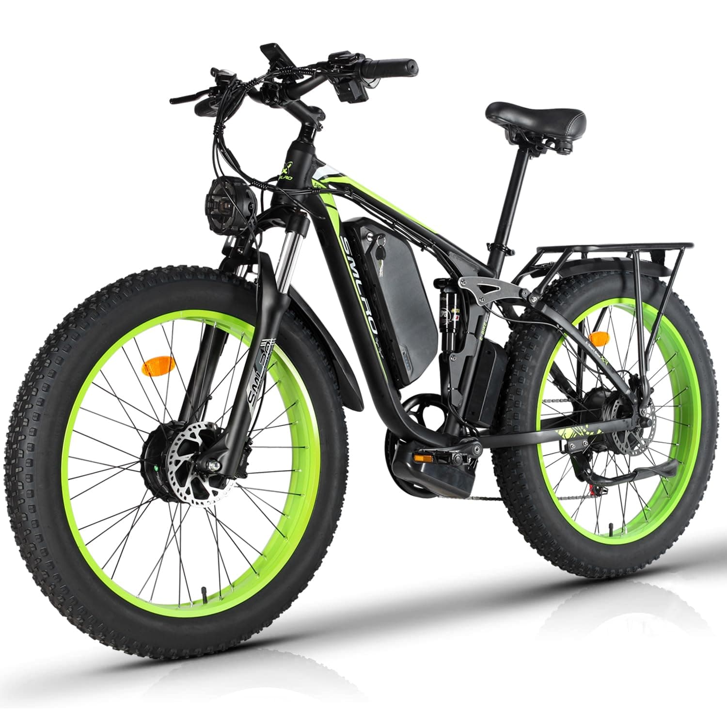 Smlro V3 Plus Electric Bicycle 2000W Dual Motor Ebike 48V 22.4Ah Mountain Snow E Bike 35MPH Electric Bicycle 26" Fat Tire 7 Speed MTB for Trail Riding Excursion Commute