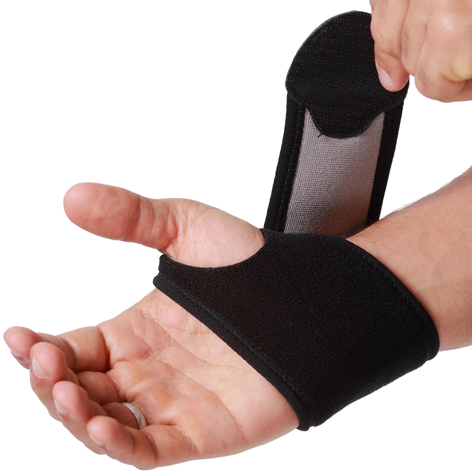 Neotech Care Wrist Band - Elastic & Breathable Fabric - Adjustable Compression Strap - Men, Women, Right or Left - Support Wrap for Protection or Sports (Black Colour, Size M, 1 Unit)