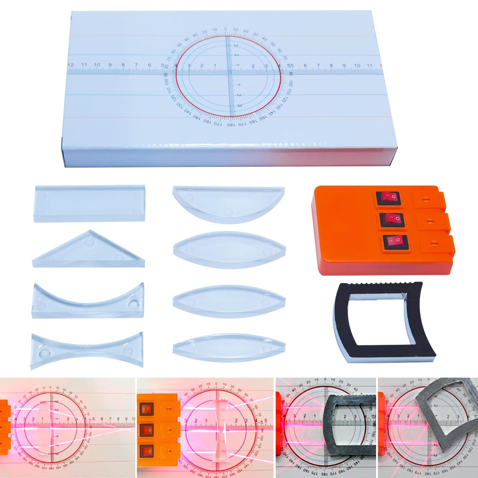 Physics Optics Experiment Set Prisms Convex Lens Triple Laser Refraction School Light Refraction Reflection Learning Educational Science Kits