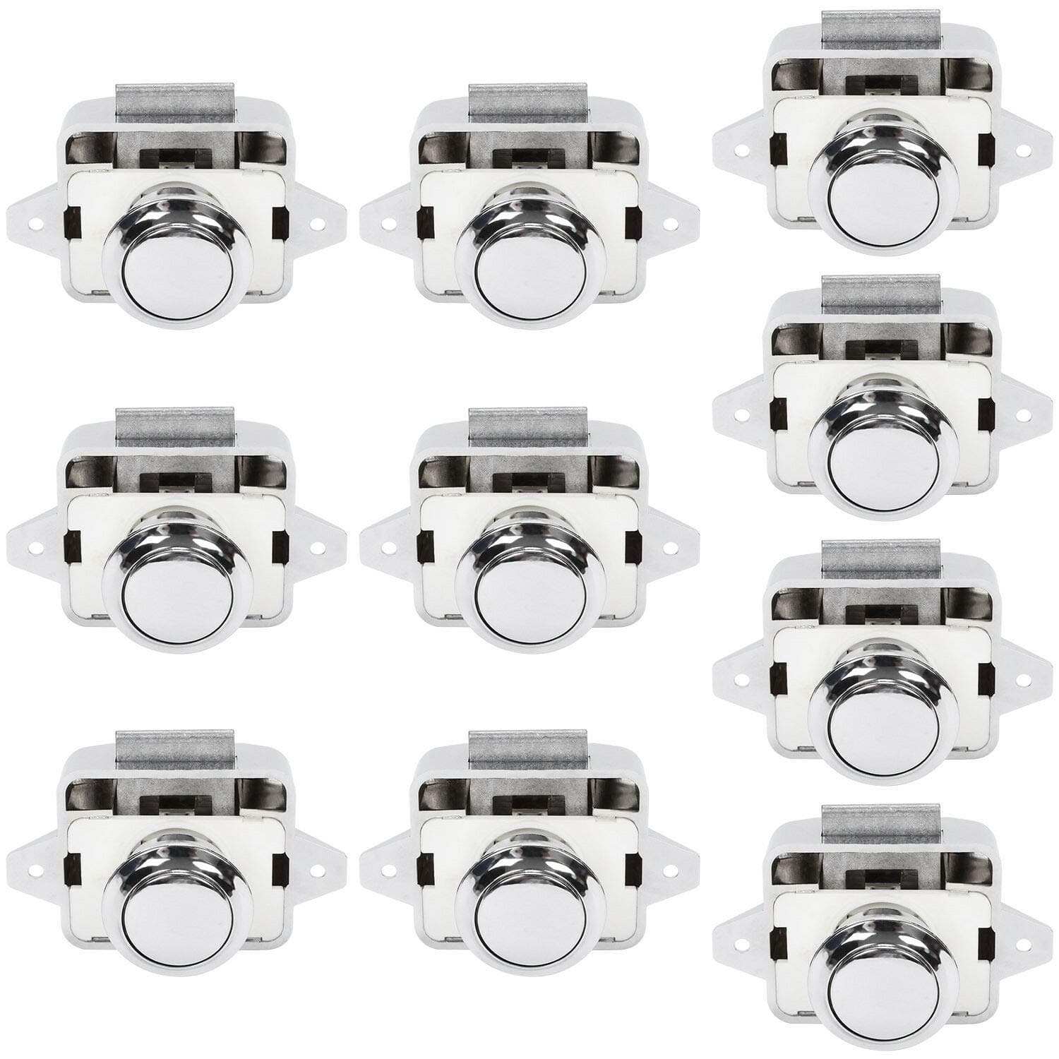 OCGIG 10 PCS Push Button Latch Cabinet Door Catch Keyless Cupboard Locks Zinc Alloy&ABS for RV Yachts Motorhome Camper Caravan