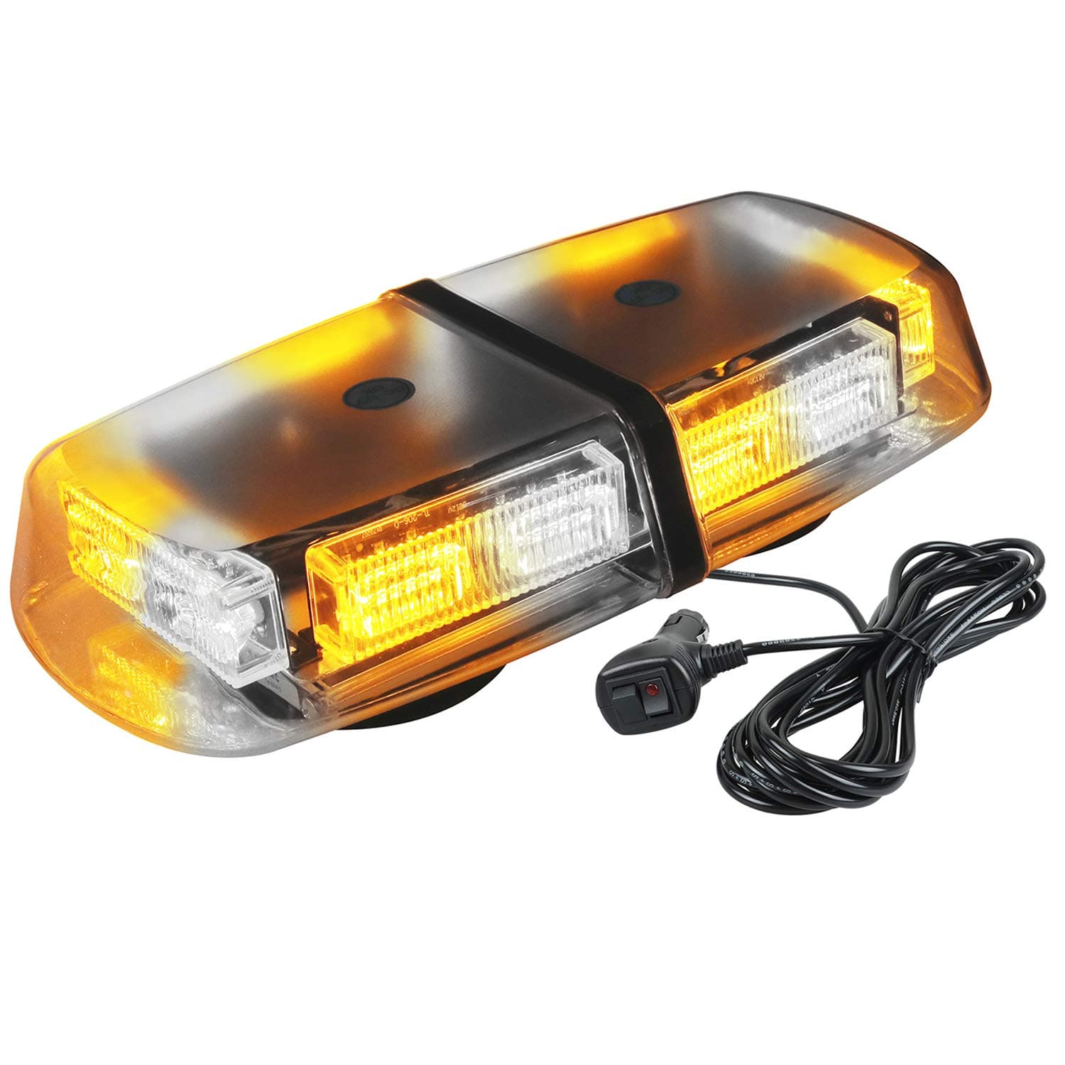 ASPL 36LED 12V High Intensity Law Enforcement Emergency Hazard Warning LED Mini Bar Strobe Light with Magnetic Base for Snow Plow, Trucks, Construction Vehicles (Amber/White)