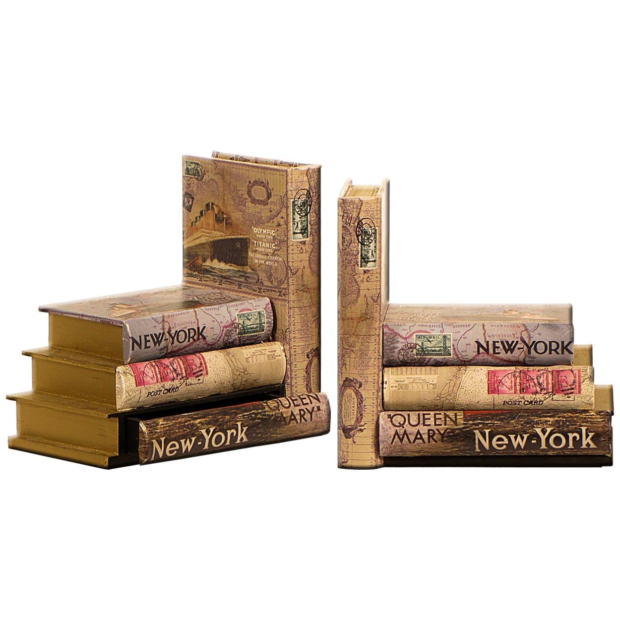 Carrick Design White Star Bookends (Pair), Wood, Multicolour, 20 x 20 x 13 cm