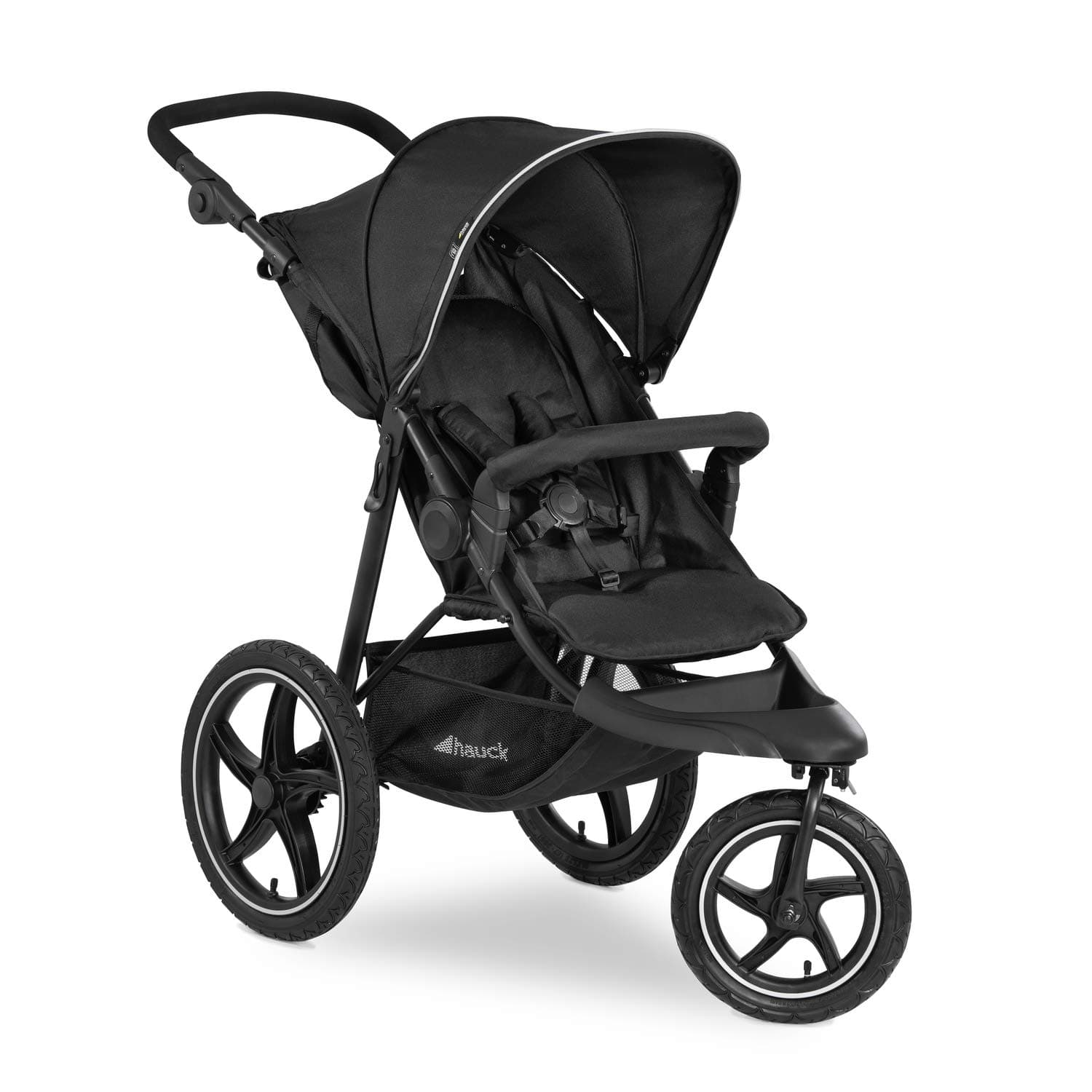 hauck Runner 2, Black - Robust All Terrain Pushchair with Raincover, XL Pneumatic Air Wheels, UPF 50+, Reclining Backrest from Birth up to 22 kg, Height-Adjustable Handle, XL Mesh Window