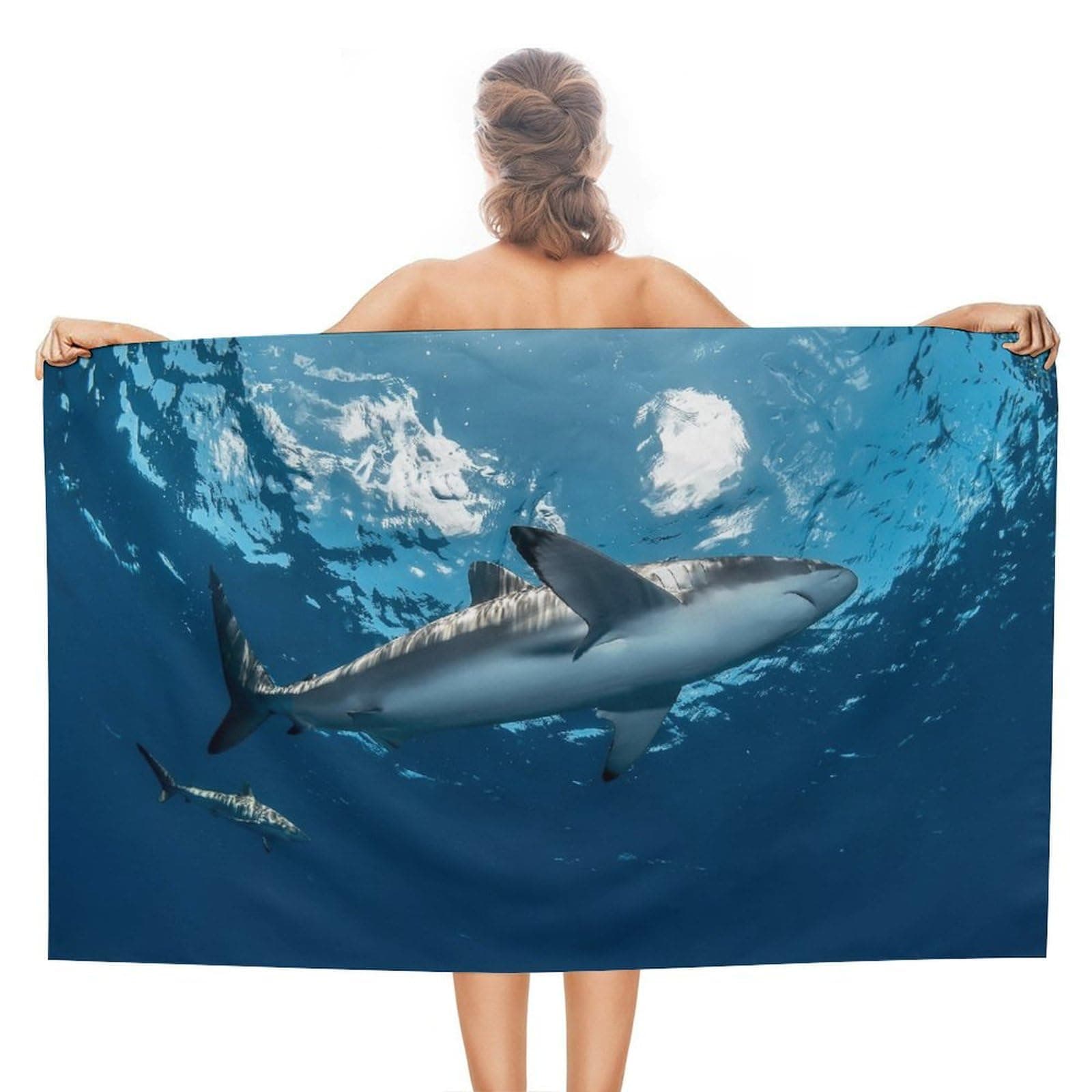 Silky-Shark Large Oversized Beach Towel Quick Dry Absorbent Lightweight Thin Bathroom Bath Pool Swim Towels Sand Free Towel, Style-6