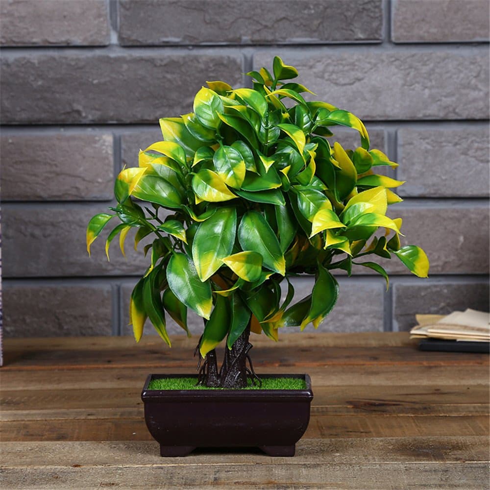 Mesmj Artificial Flowers Pot plants Fu Gui Tree Home Ornaments,Yellow