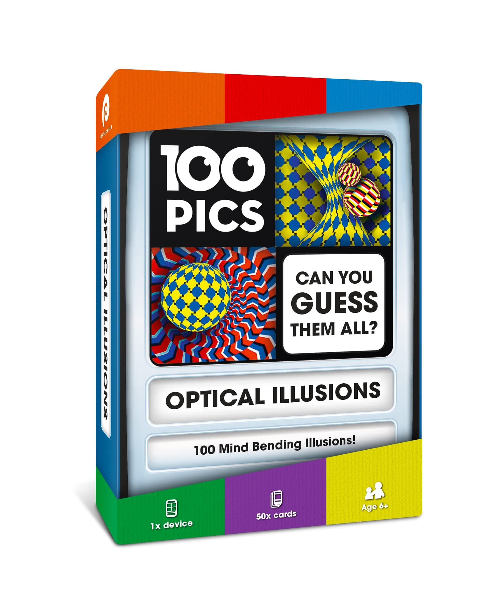 100 PICS Optical Illusions Game - Fun Pocket Flash Card Games for Smart Kids and Adults