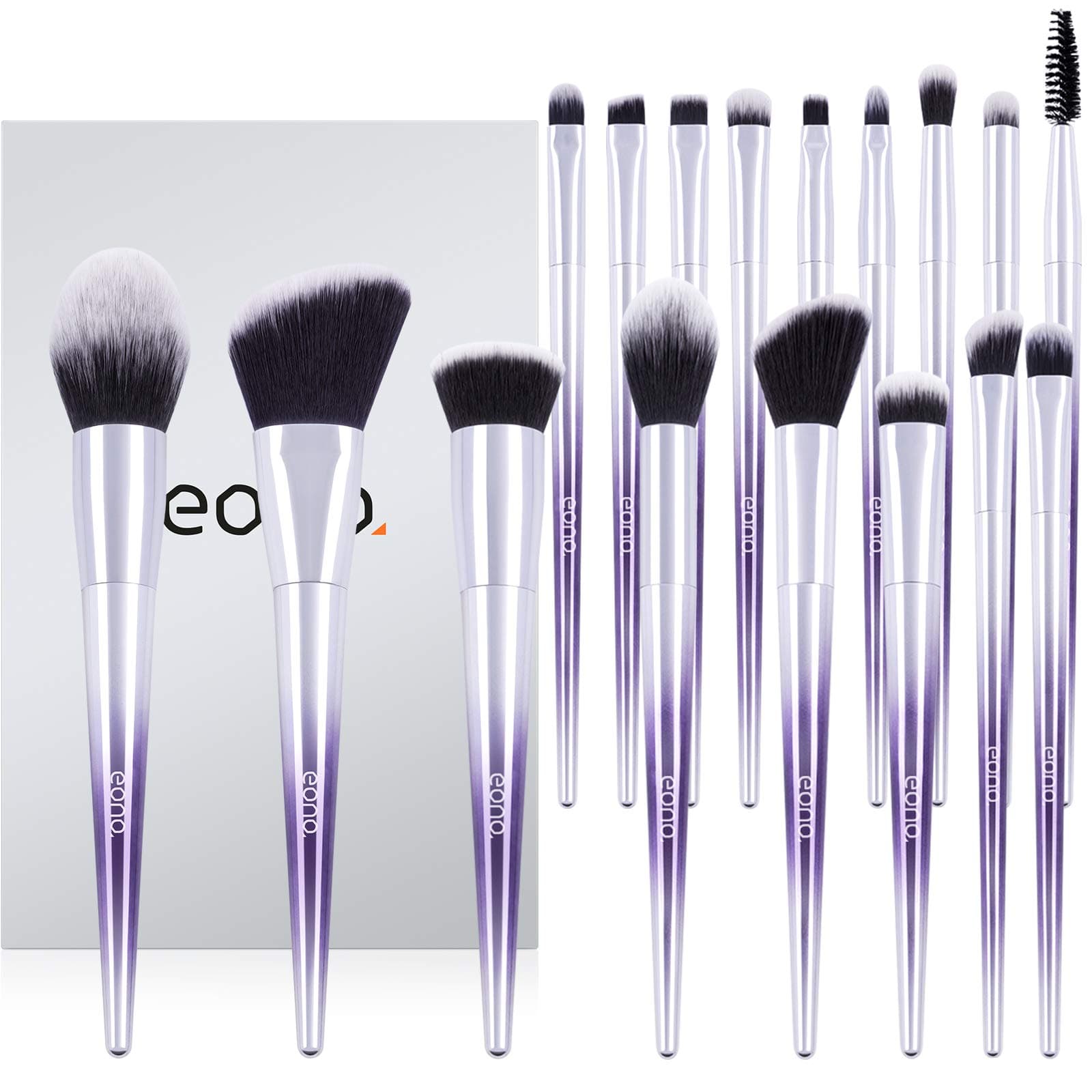 Eono Makeup Brushes 17pcs with Purple Box,Perfect Make Up Gifts for Women Pro Makeup Brush Set Premium Synthetic for Foundation, Face, Blending, Blush, Eyeshadow