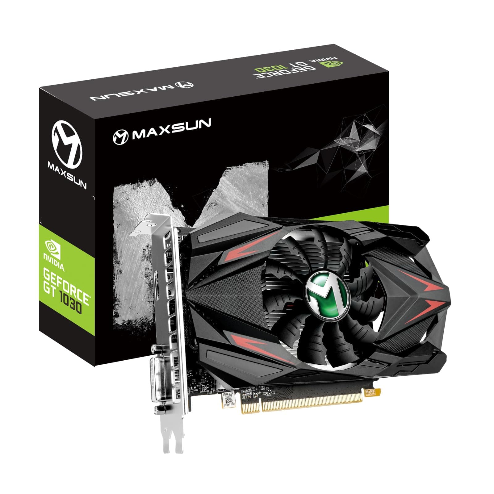 maxsun GEFORCE GT 1030 2GB GDDR5 Video Graphics Card GPU mini ITX Design, New Architecture & Fast Performance Than 2GD4, HDMI, DVI-D, Single Fan Cooling System