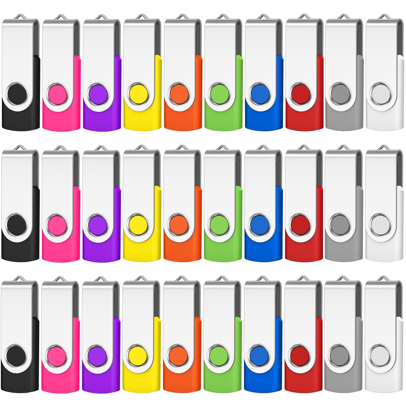 AreTop 16GB Flash Drive 50 Pack, USB 2.0 Swivel Thumb Drives Bulk Pendrive Memory Stick Jump Drive USB Drive Flash Drives Bulk (50 Pack 16GB,Mix Color)