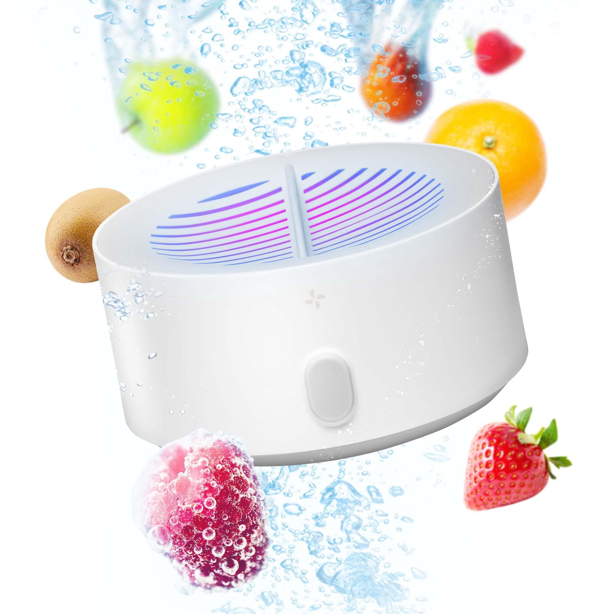 AquaPure - Fruit and Vegetable Washing Machine, Fruit Cleaner Device That Cleans Fresh Produce in Water, Waterproof Fruit and Vegetable Cleaner, Fruit and veggie Purifier, 3.94 x 1.97 in, White & Grey