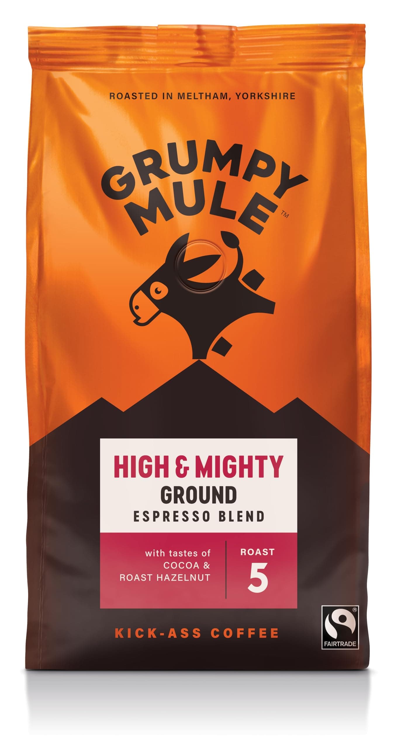 High and Mighty Espresso Blend Ground Coffee with notes of Cocoa and Roast Hazelnut 200g