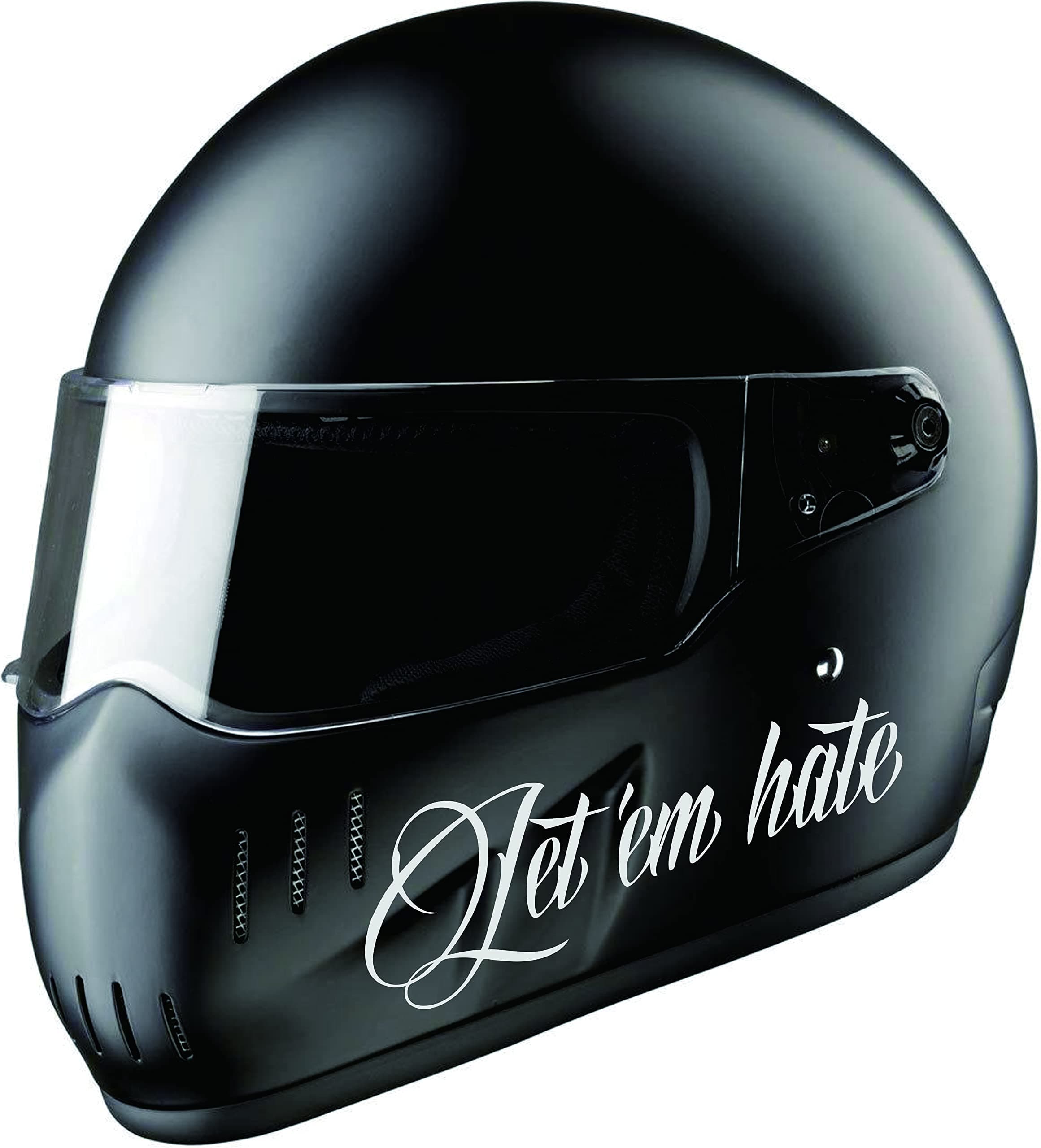 STICKY DUDE | 2 Pieces LET 'em Hate Motorcycle Reflective 3M Helmet Sticker | 7x2inch