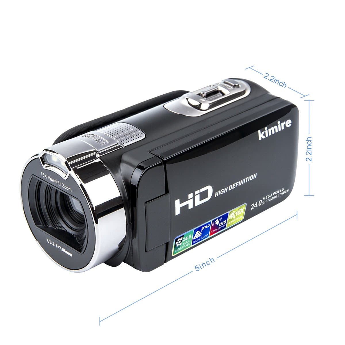 Vlogging Camera Video Camera Camcorder Digital Recorder, HD 1080P 24 MP 16X Powerful Digital Zoom Video Camcorder 2.7 Inch LCD with 270 Degree Rotation Screen (312P)