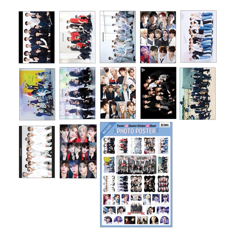 K-POP Idol Group 2020 New 12 Poster + 1 Sticker Set (All A3 Size) (Seventeen)