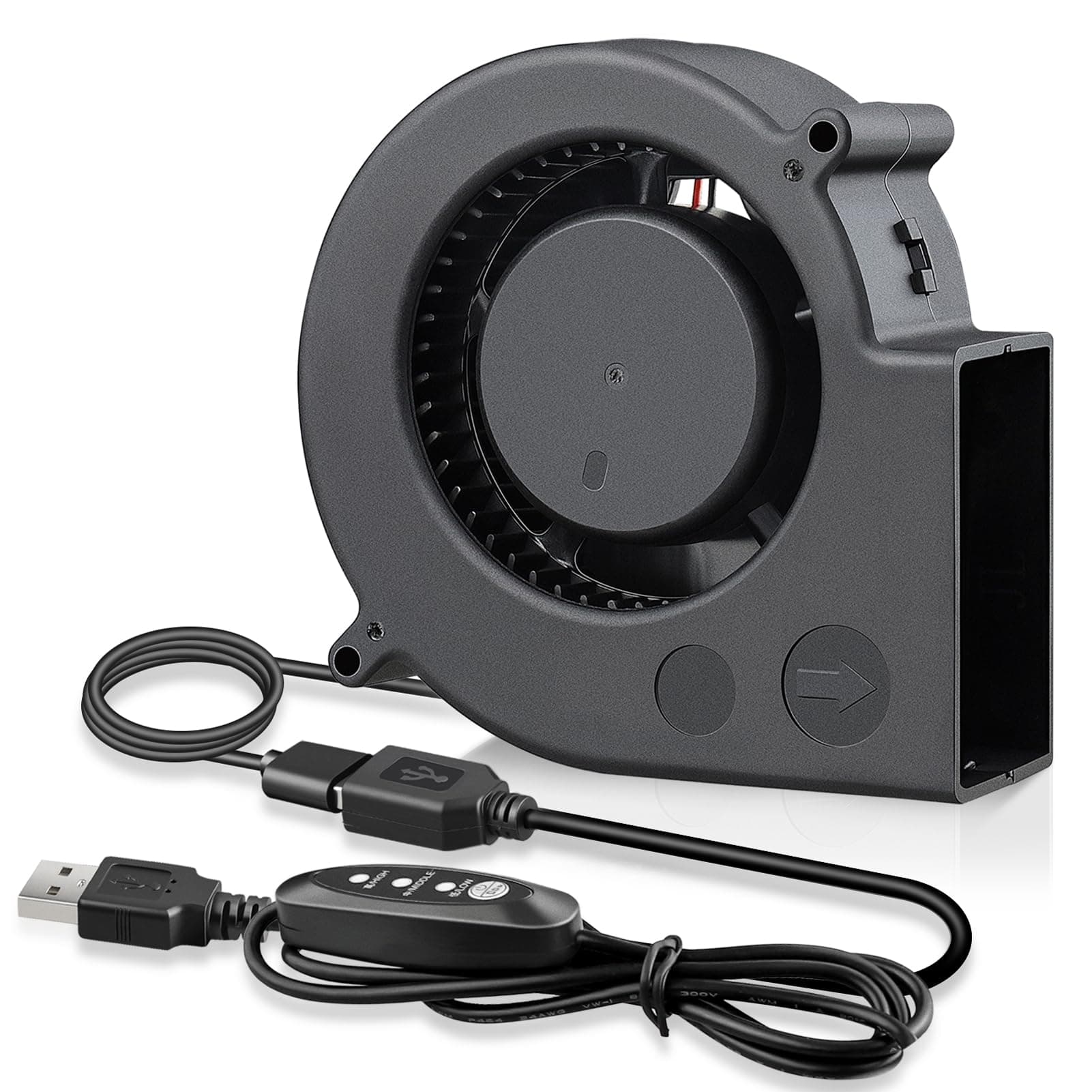97mm x 33mm USB Blower Fan with Speed Control, 3-Speed Adjustable, 5V DC Brushless Turbo Cooling Centrifugal Fan for Electronics, Modem, Router, Receiver, Amplifier, Gaming Console, Server, TV
