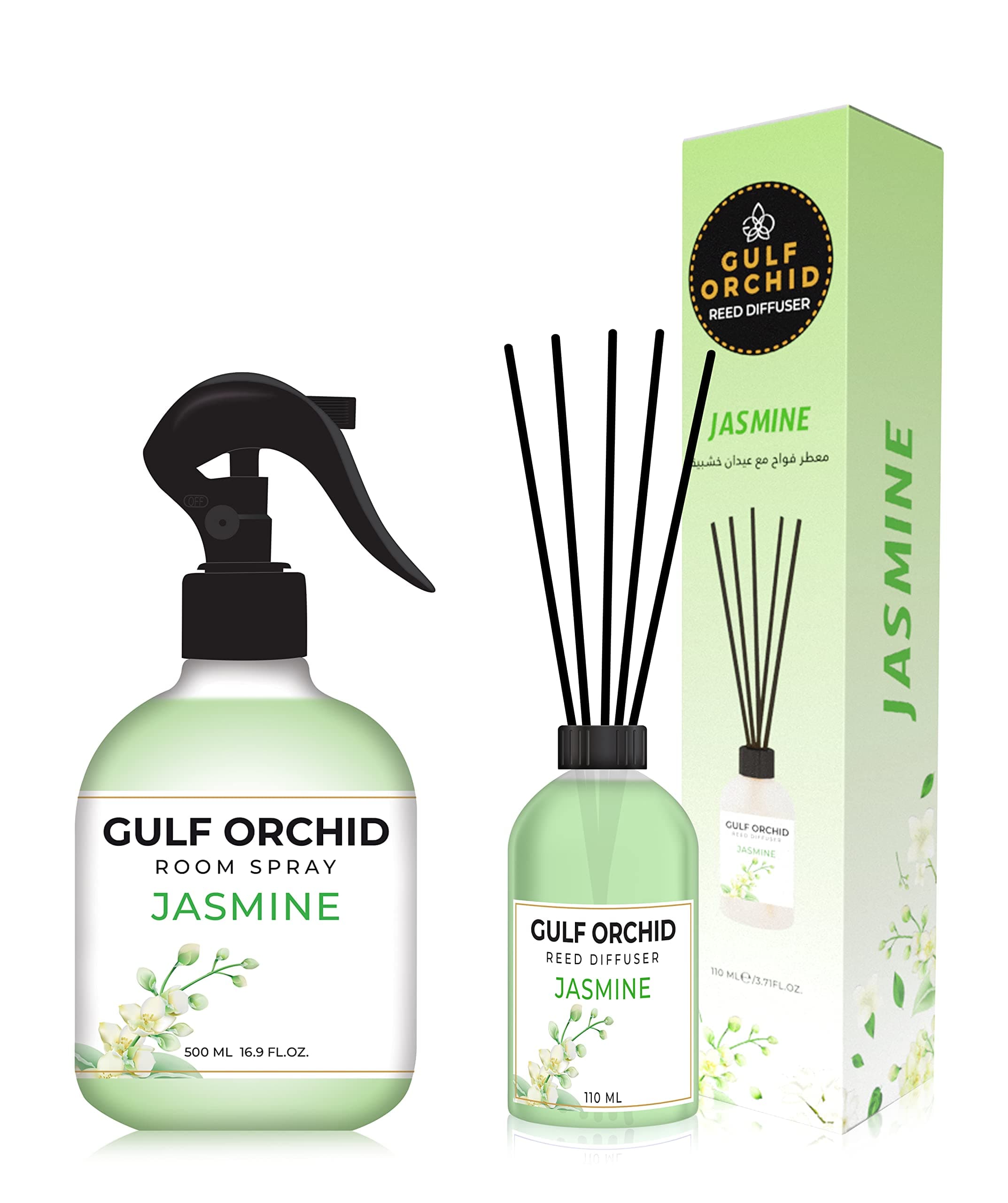 Jasmine Reed Diffuser (110ml) and Room Spray (500ml) Fragrance Set For Home And Office.