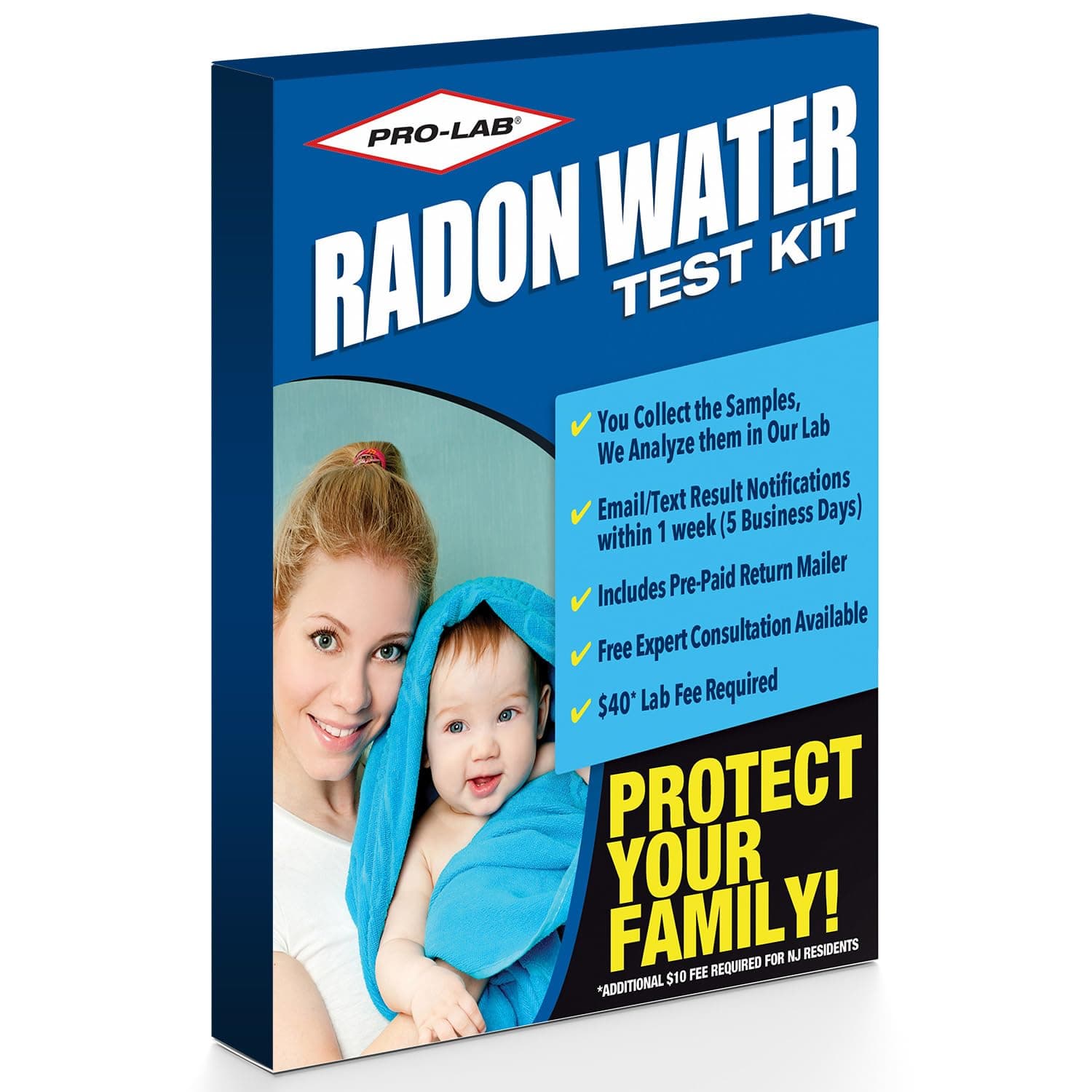PRO-LAB Radon Tester, DIY Radon Test Kit for Water - EPA-Approved, Accurate & Reliable Radon Test for Home & Office Water Supply with Dual Sample Vials for Precise Results