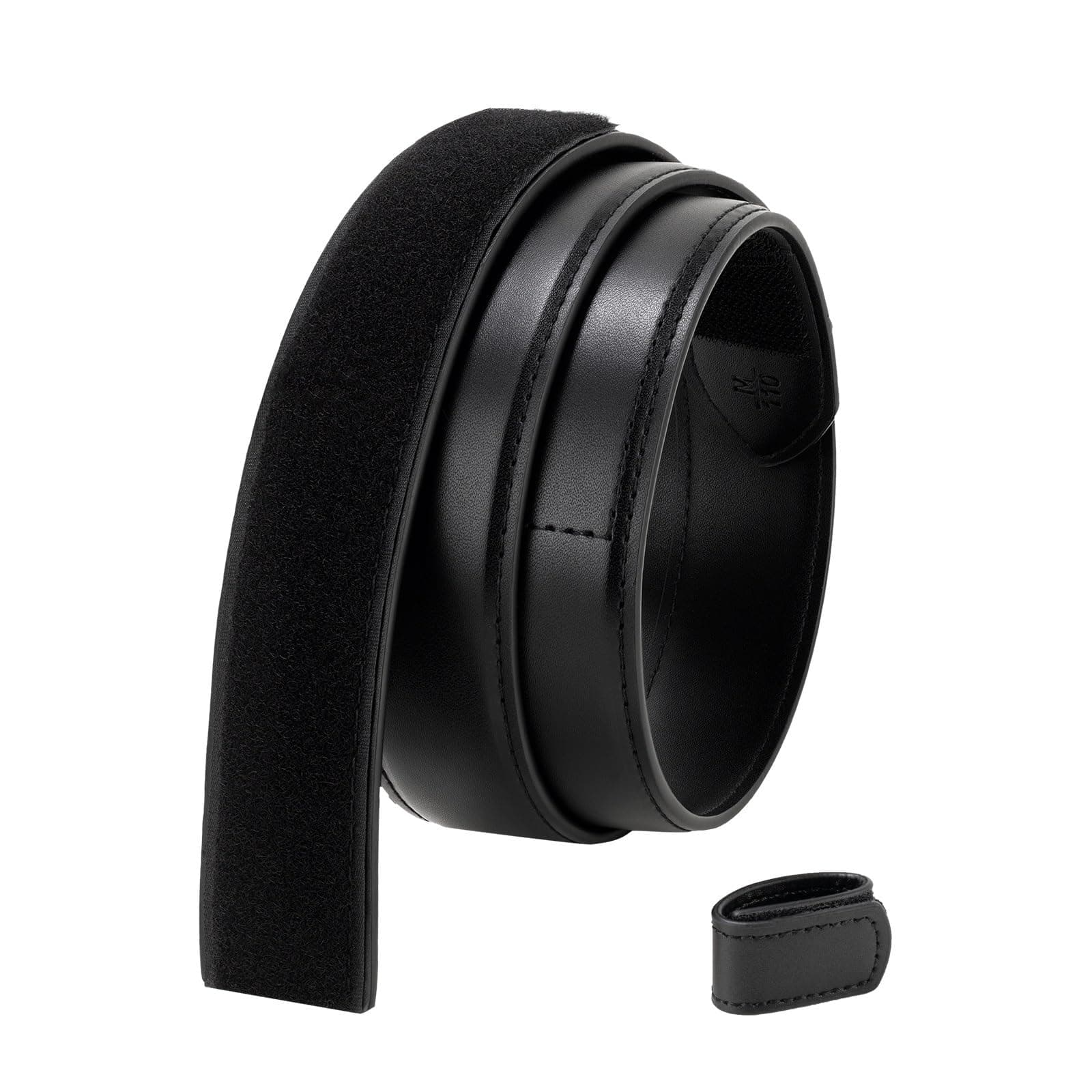 TACNEX Mechanic Belt Buckleless No Scratch Genuine Leather Belt 1 3/8" Hook and Loop Technician Movers Work Belt Travel Belt, 1 3/8" Wide Black Leather, M