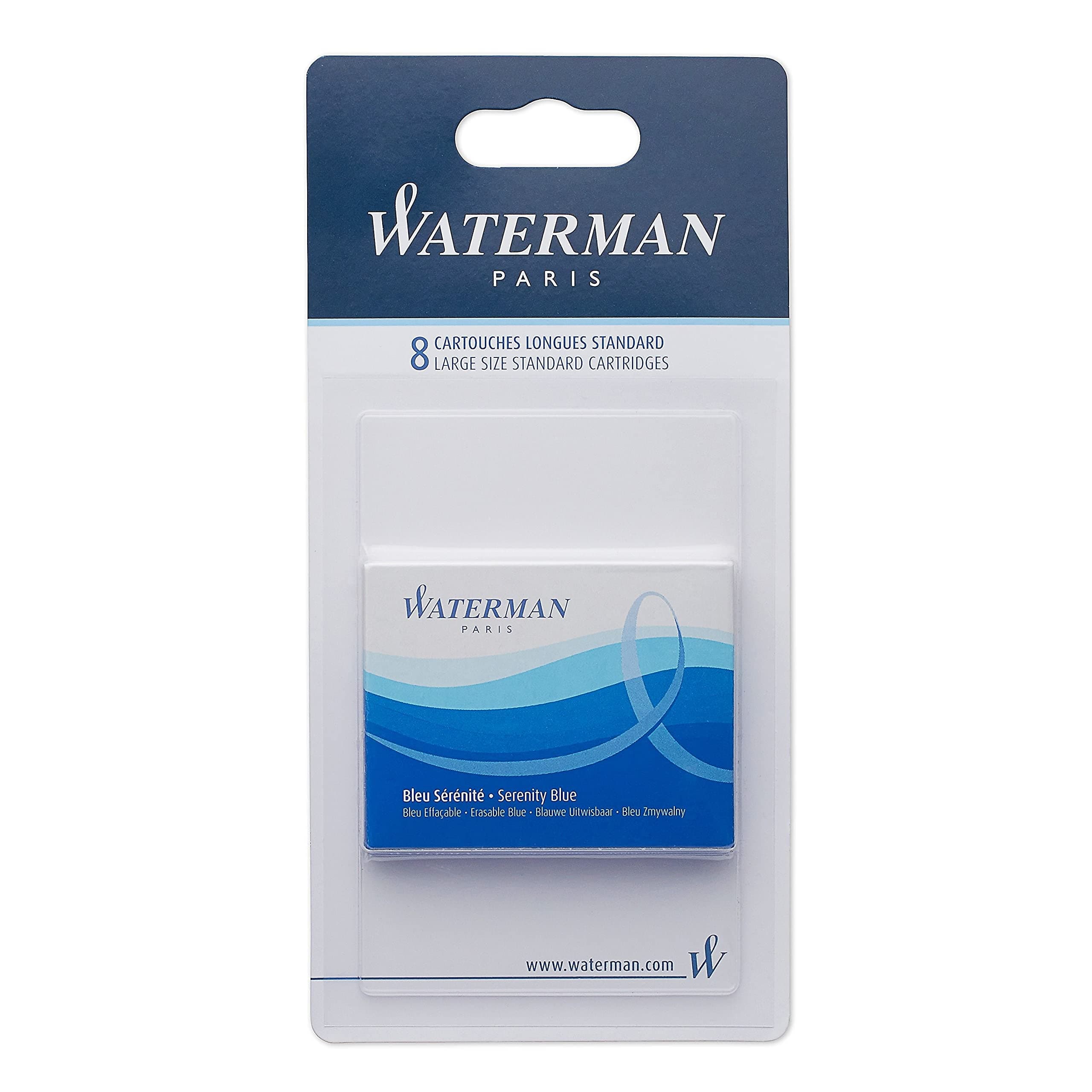 Waterman Large Size Ink Cartridges 8 Pack - Serenity Blue