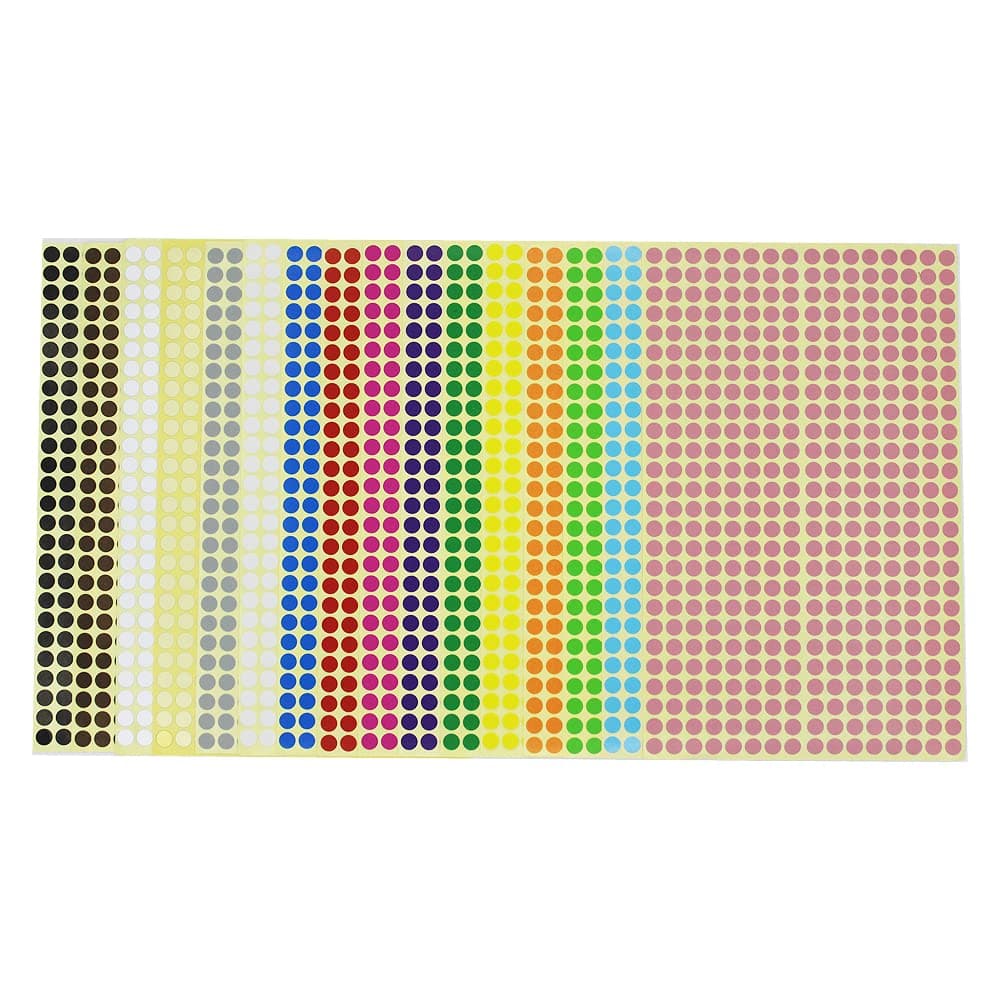 6656 PCS 1/4"(6mm) Round Circle Dot Sticker Labels in 16 Colors for Easy Storage,Office Usage,Student Classroom Usage,Kid's Early Education Tools,Artistic Creation,etc