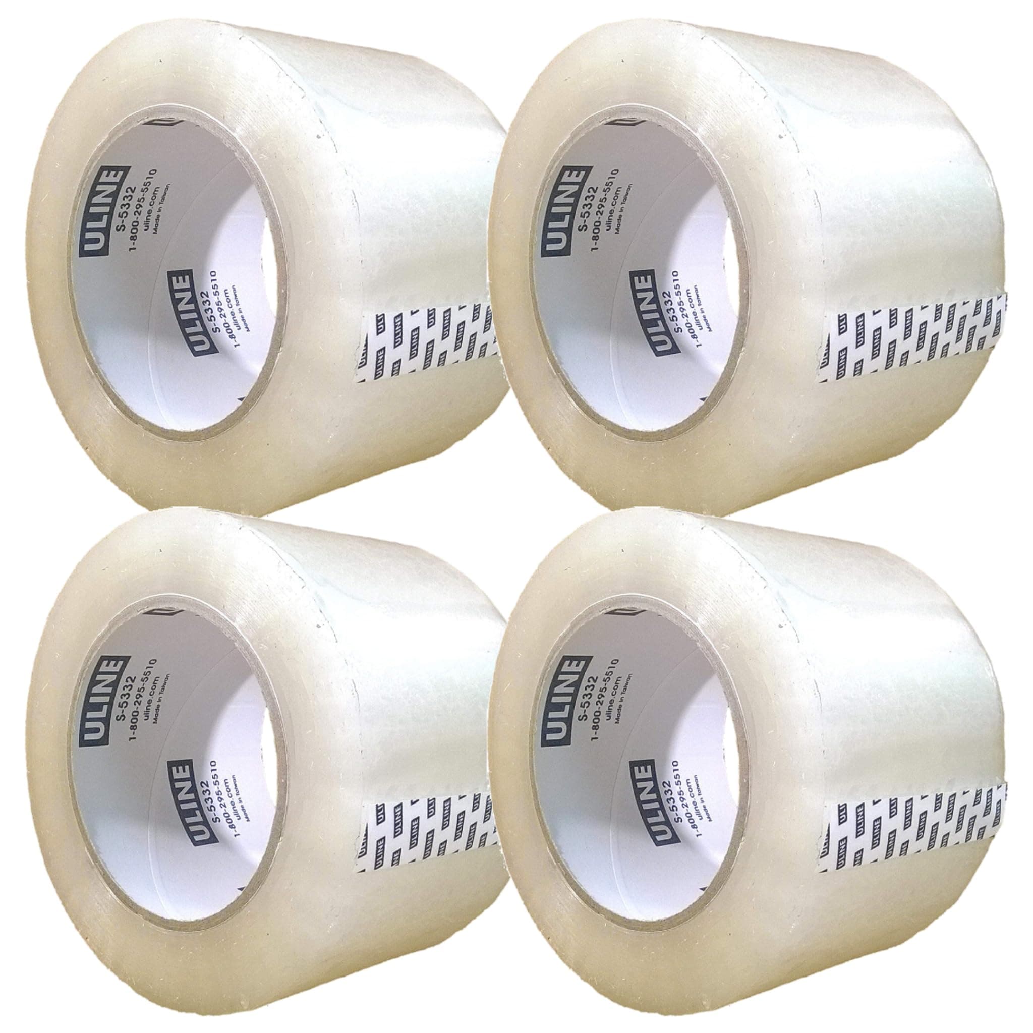Packing Tape, 3 Inch X 110 Yard 2.6 Mil Crystal Clear Industrial Plus Tape by Uline, Pack of 4