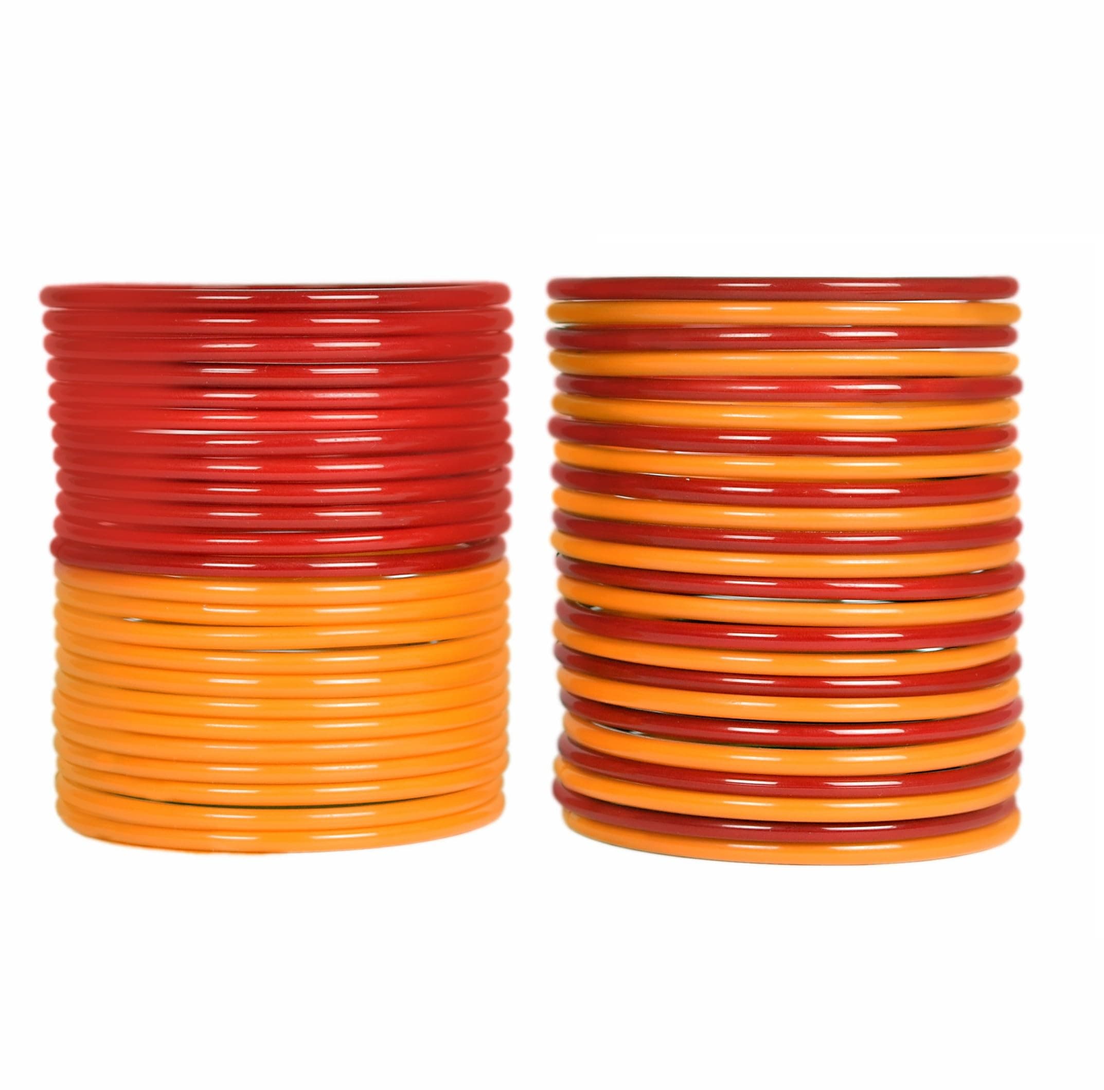 Swara Creations Plain Glass Bangle Set for Women/Smooth Finish Combo of Red & Green Bangles/Traditional Design (48Pcs)(SKU282)