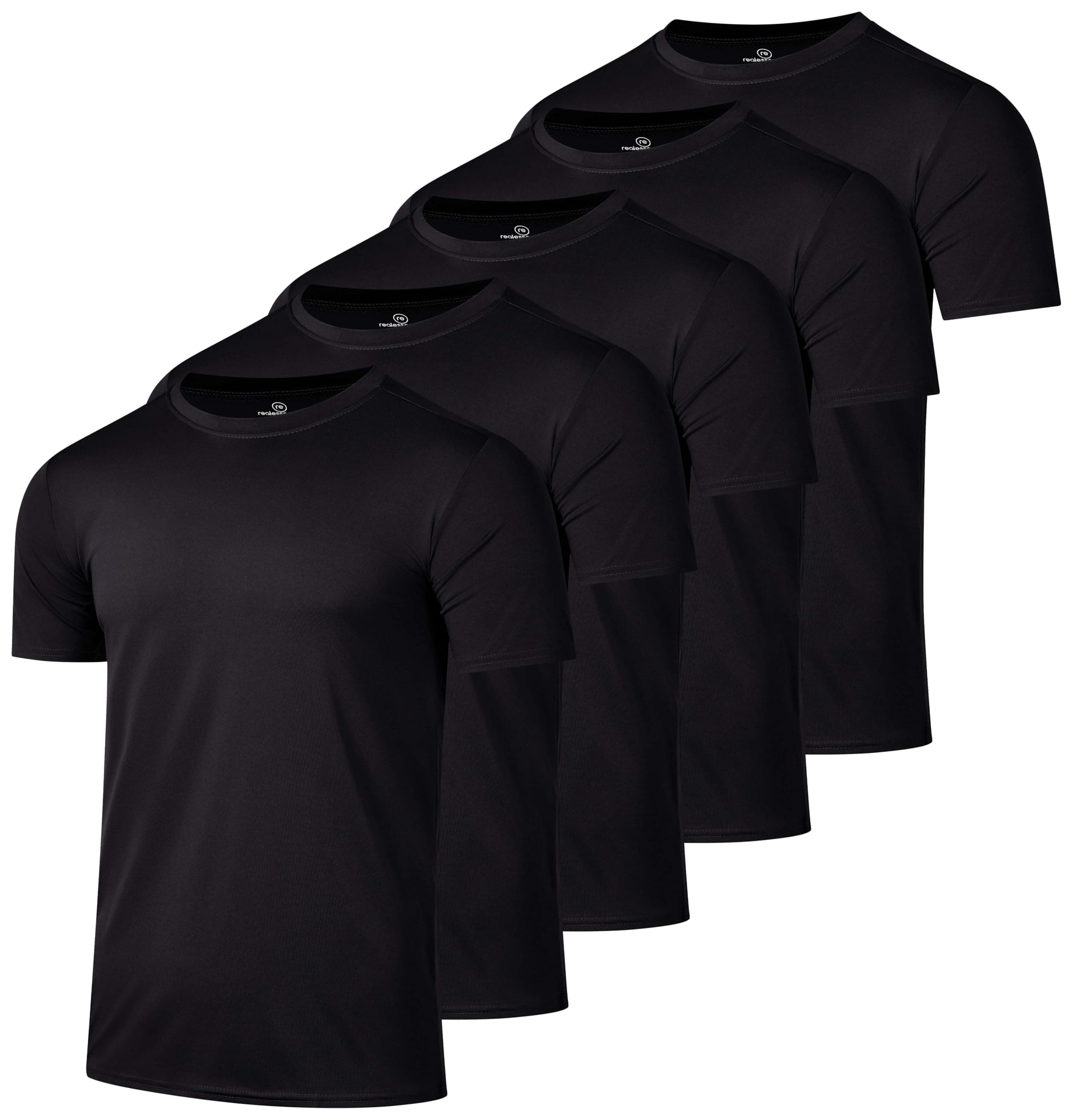 - 5 Pack: Men's Dry-Fit Short Sleeve Crew Neck T Shirts Fitness Running Gym Workout Cool Exercise Athletic Tee