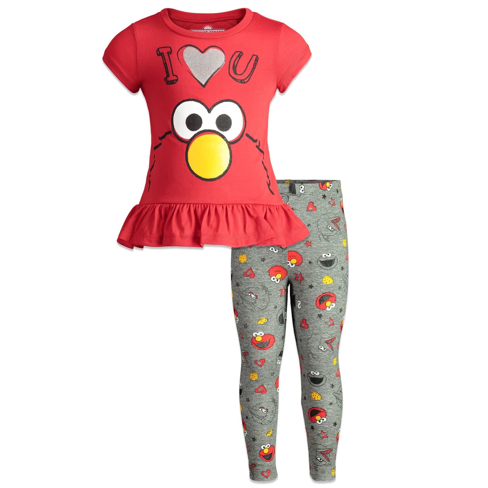 Big Bird Cookie Monster Elmo Pullover T-Shirt and Leggings Outfit Set Infant to Little Kid