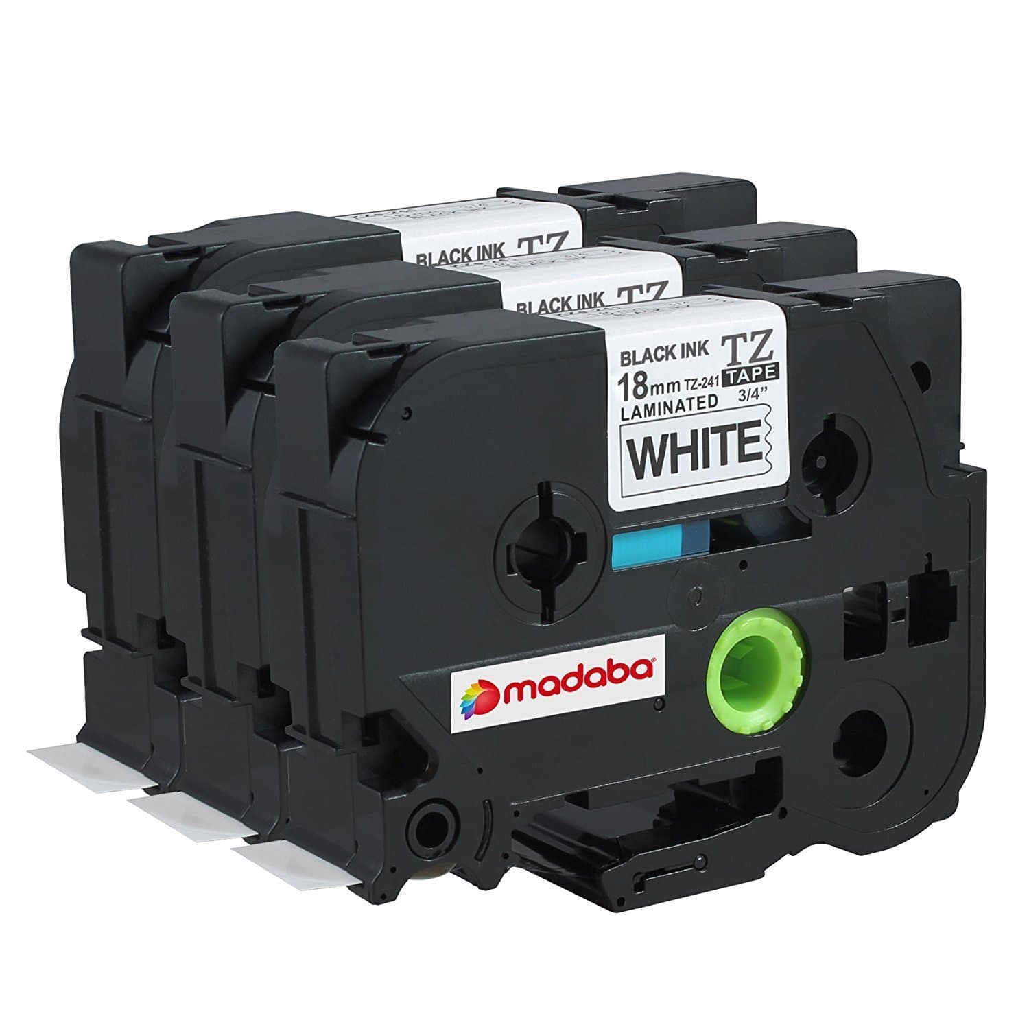 Madabcom 3 Pack compatible for Brother P-Touch TZ721 TZE721 TZ 721 TZE 721 Laminated Label Makers & Printers Tape 9mm Black on Green , 3/8 Inch x 26.2 Feet