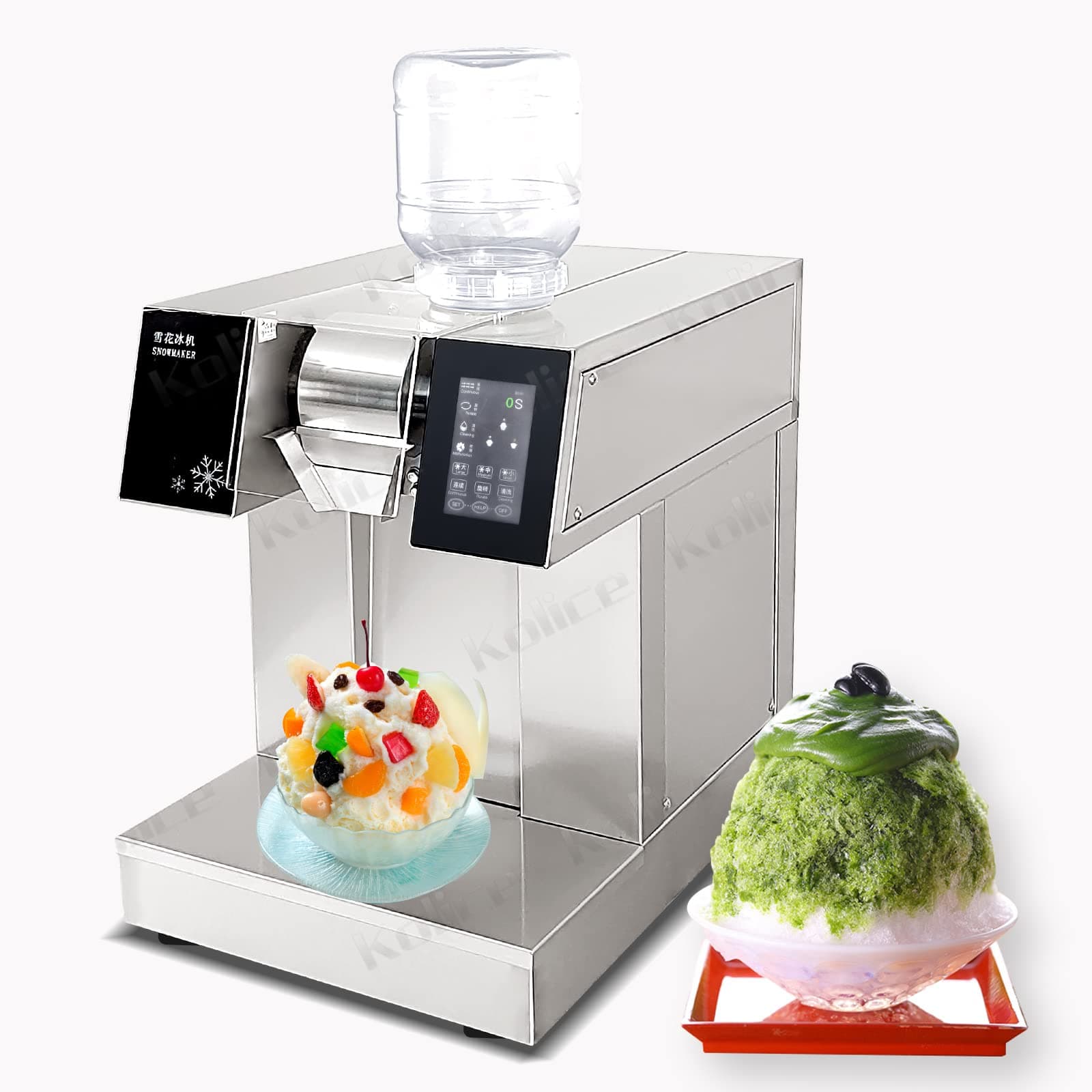 Kolice Commercial 407lbs/day Fully Automatic Electric Shaved Ice Making Machine, Snowflake Ice Maker, Ice Crusher Shaver, Water Cooling, for Commercial