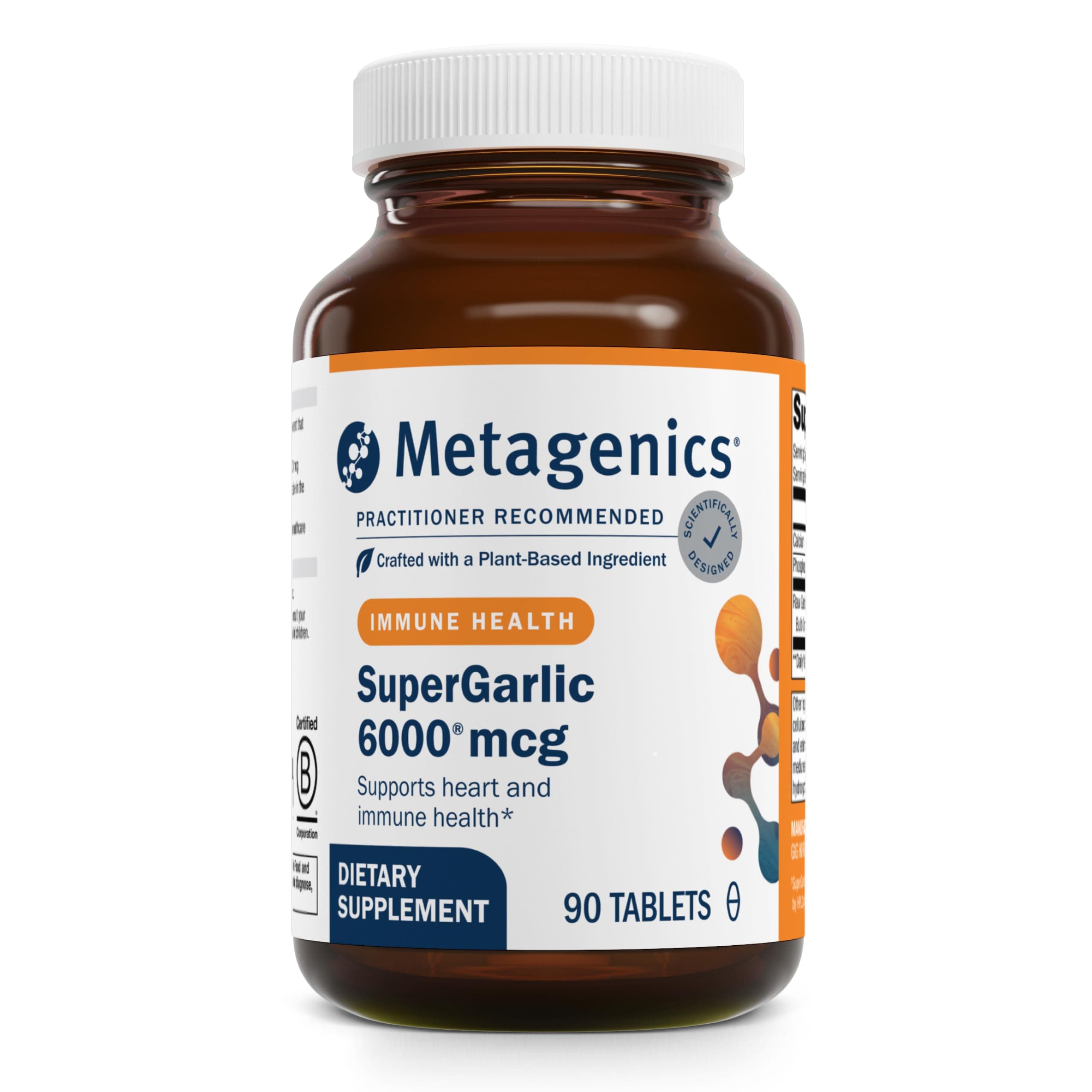 - Metagenics SuperGarlic 6000 - High-Potency Garlic Supplement with 6000 mcg Allicin - Supports Heart Health, Cholesterol & Immune Function* - Odorless, Non-GMO, Gluten-Free - 90 Tablets