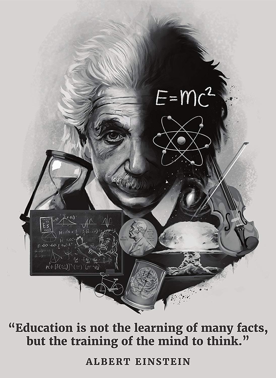 ISEE 360 ® Albert Einstein Motivational Quotes Paper Posters Train The Mind to Think for Wall Students Room Inspirational 18 X 12 Inches - Multicolor