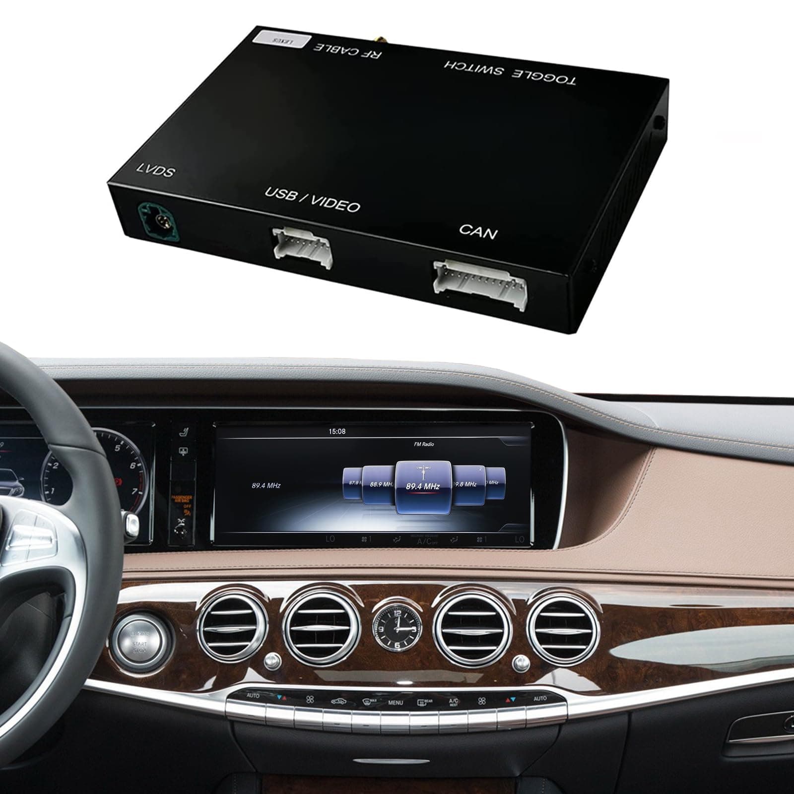 Road Top Wireless CarPlay & Android Auto Retrofit Kit for Mercedes-Benz S-Class W222 2014-2020, NTG5.0 System, CarPlay Interface Decoder, OEM Integration, MirrorLink, Backup Camera Support