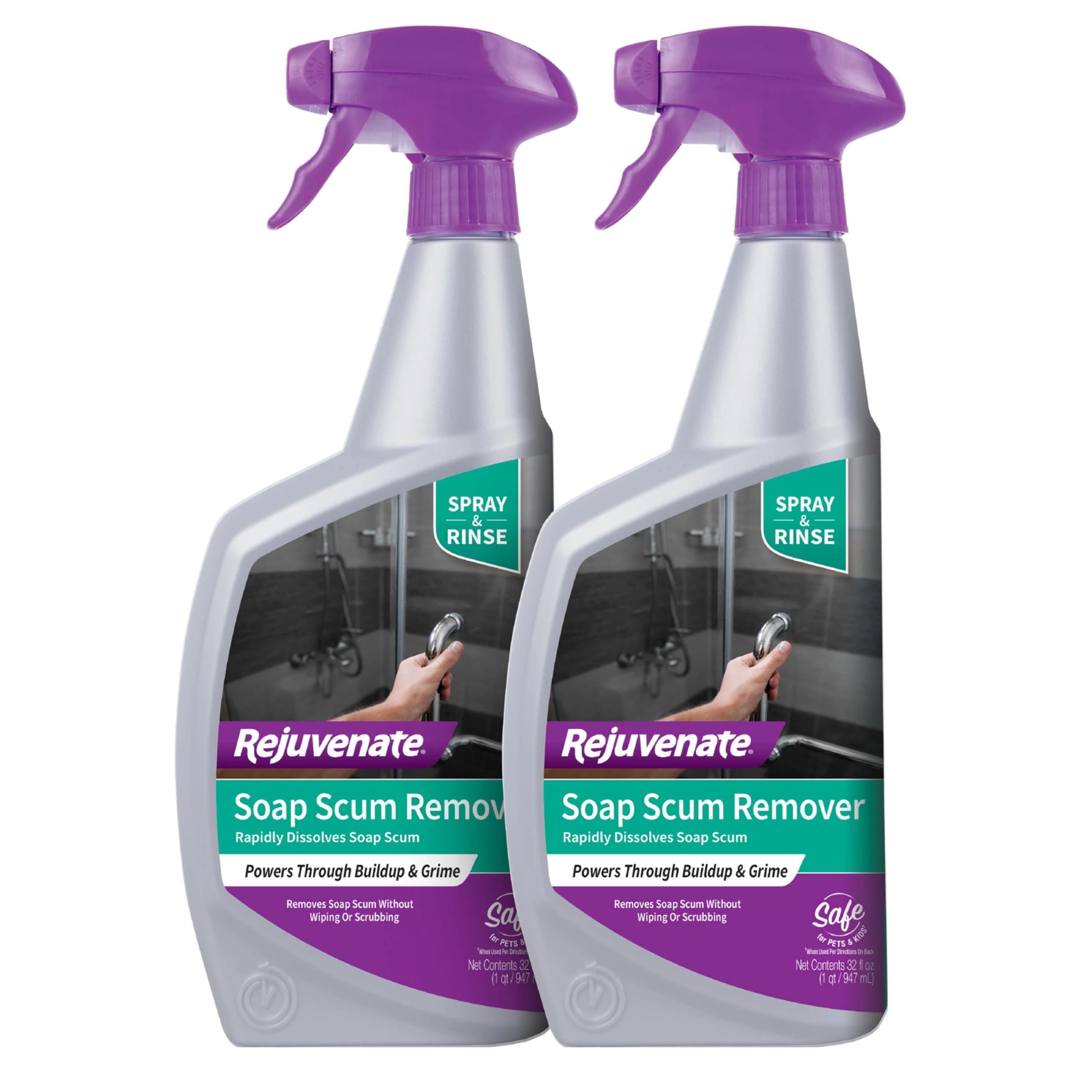 Rejuvenate Soap Scum Remover Easily Dissolves Soap Scum Without Scrubbing, 32 Ounces, 2 Pack
