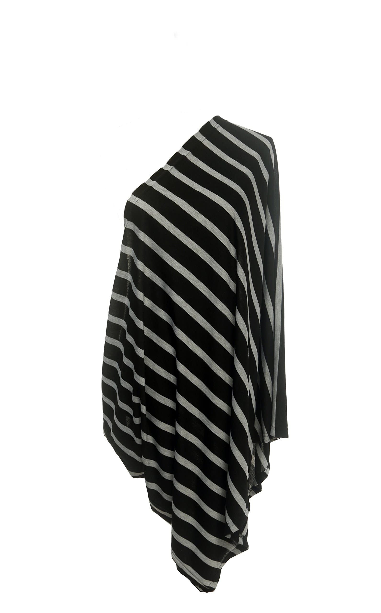 50/50 Cotton Poly Infinity Nursing/Breastfeeding Scarf (Stripes Black & Grey)